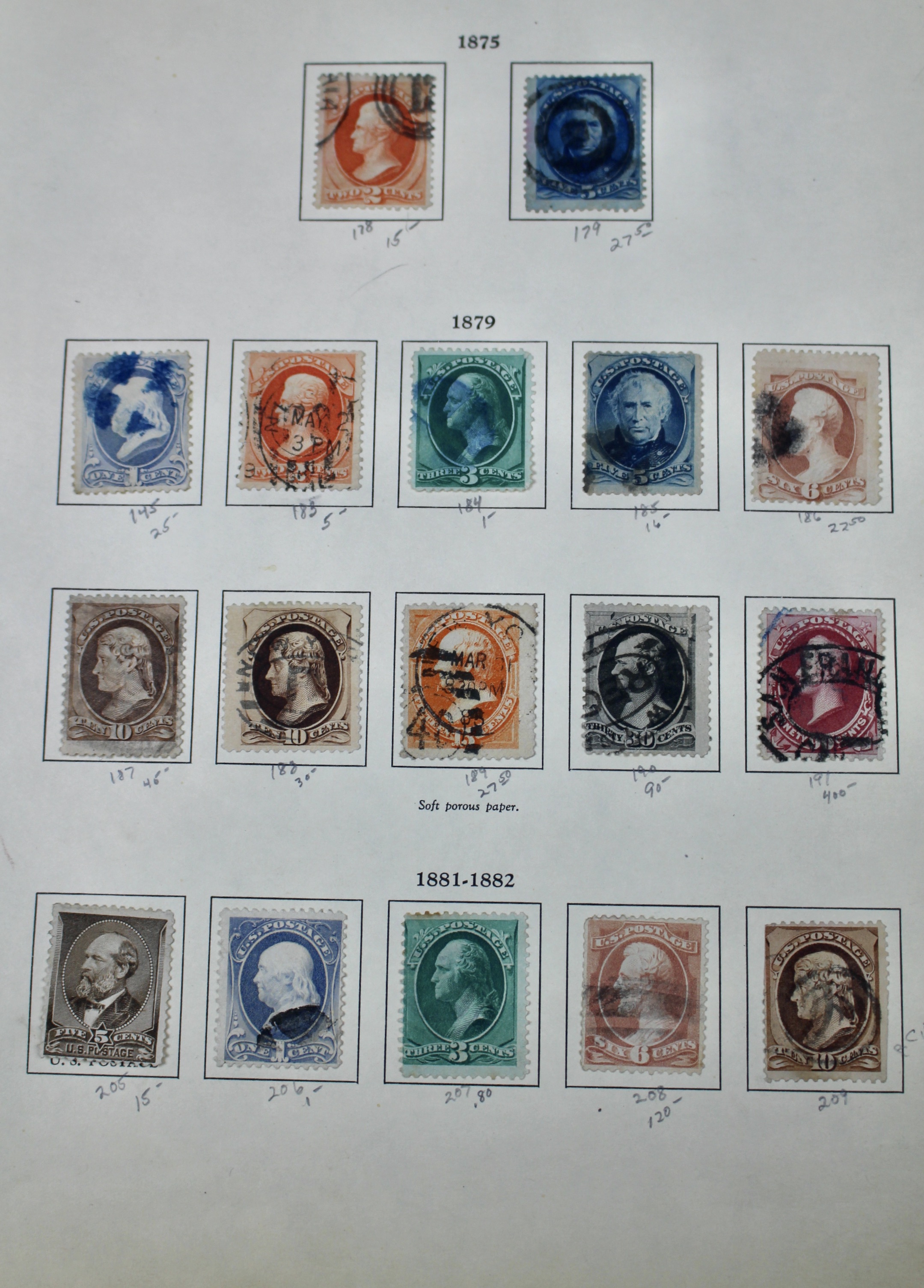 U.S. Postage Stamp Collection, 1857 to 1882