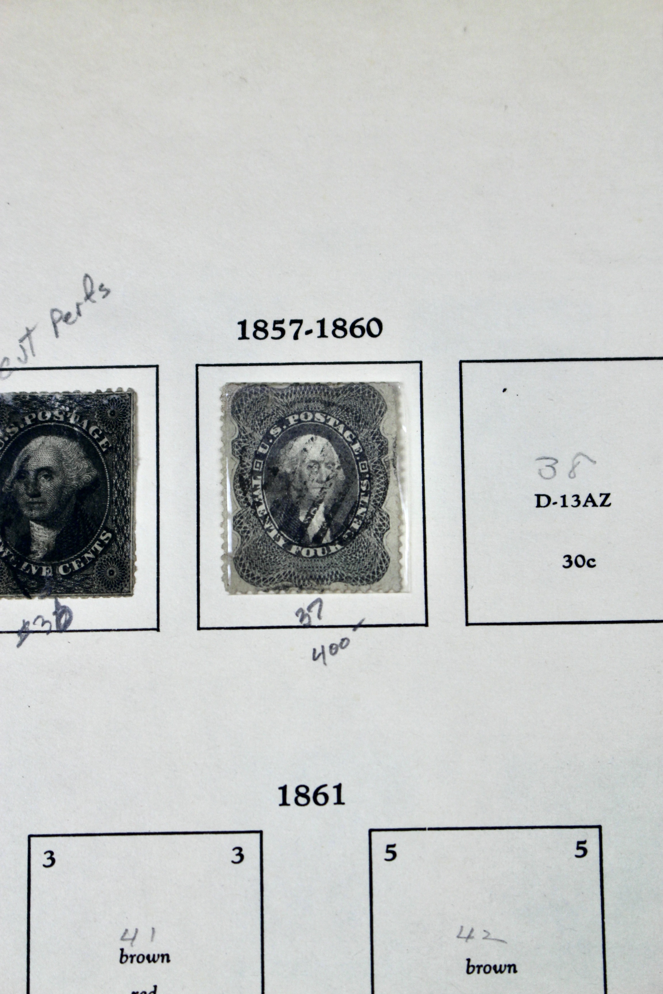 U.S. Postage Stamp Collection, 1857 to 1882