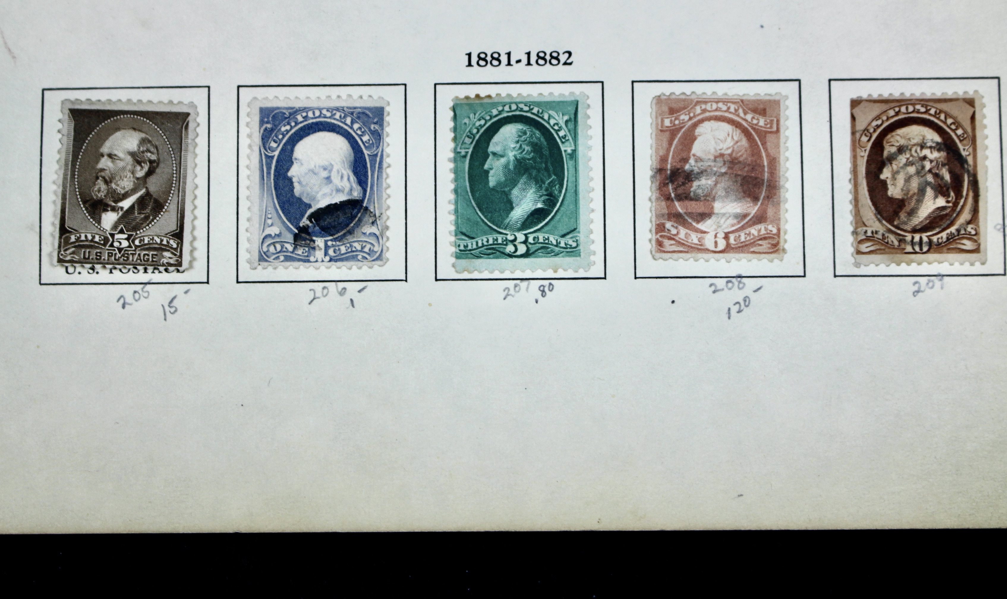 U.S. Postage Stamp Collection, 1857 to 1882