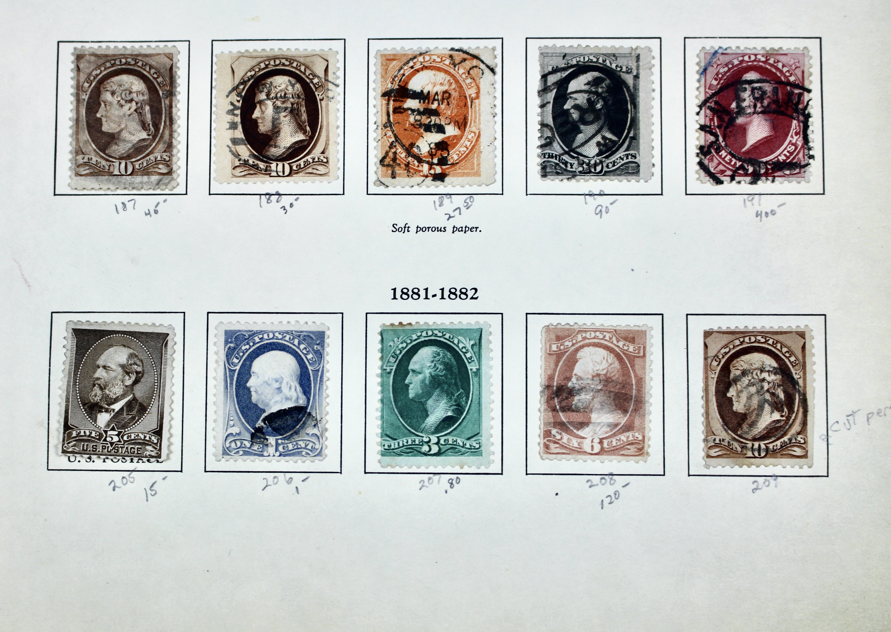 U.S. Postage Stamp Collection, 1857 to 1882