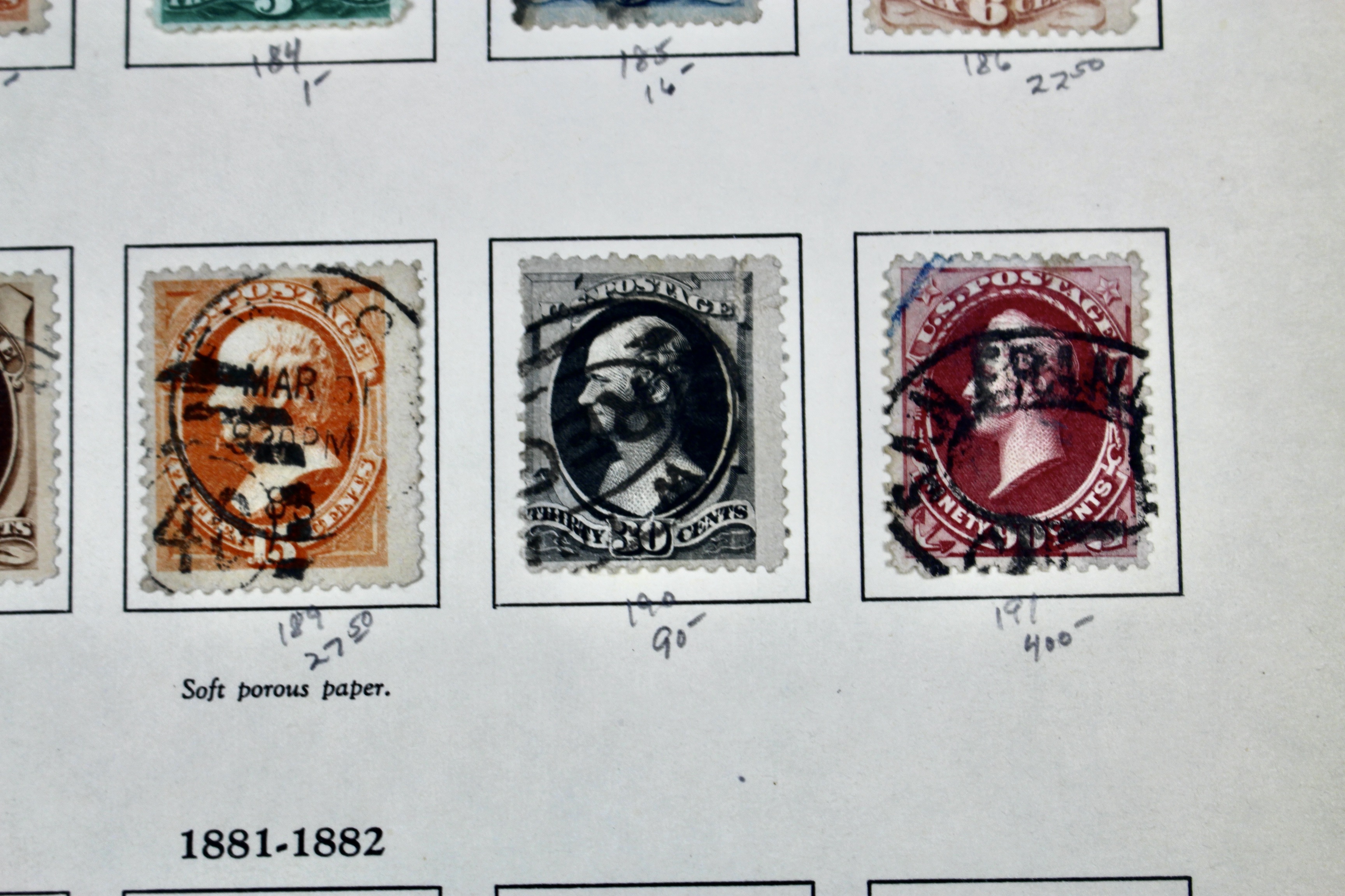 U.S. Postage Stamp Collection, 1857 to 1882