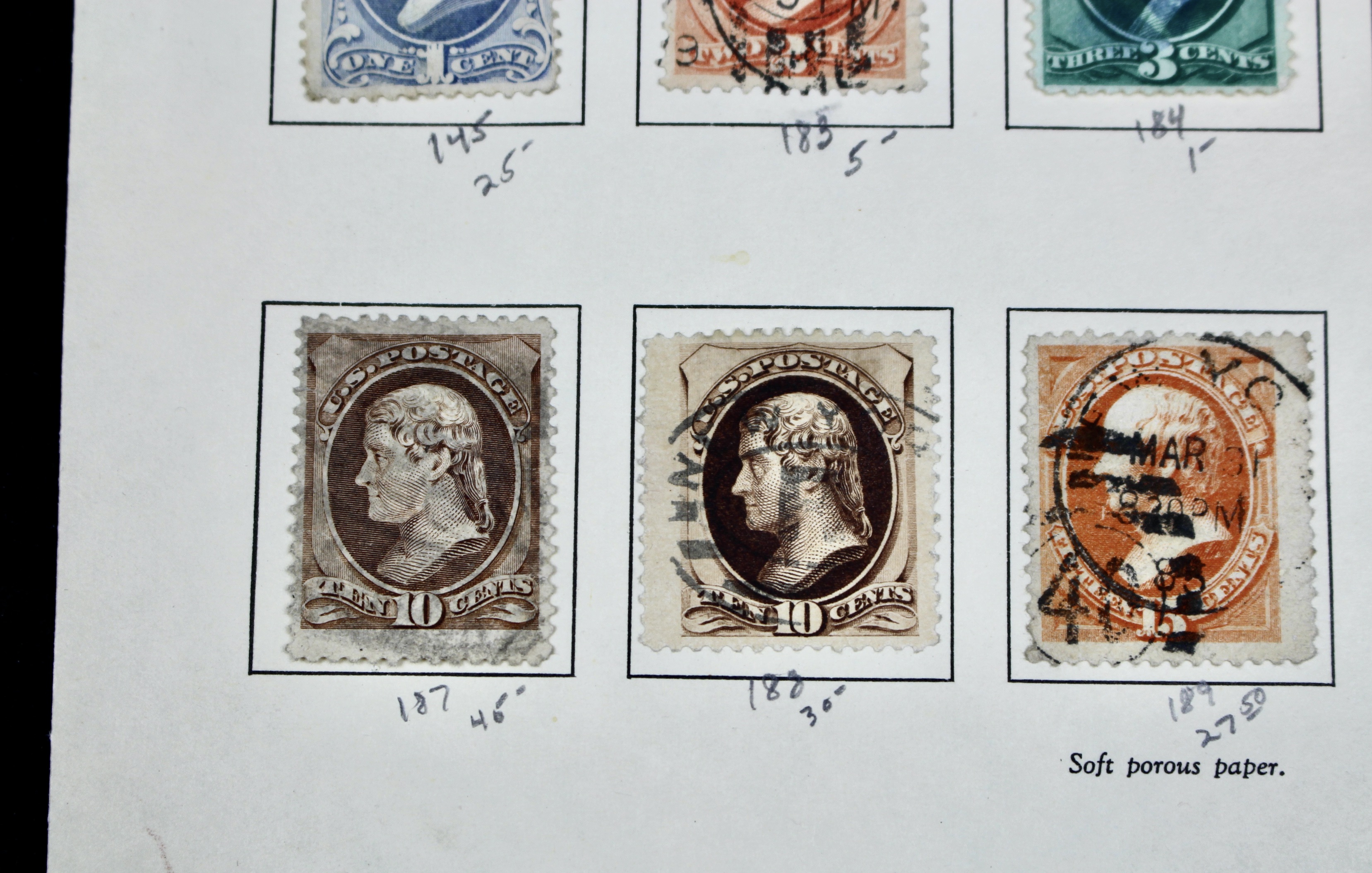 U.S. Postage Stamp Collection, 1857 to 1882