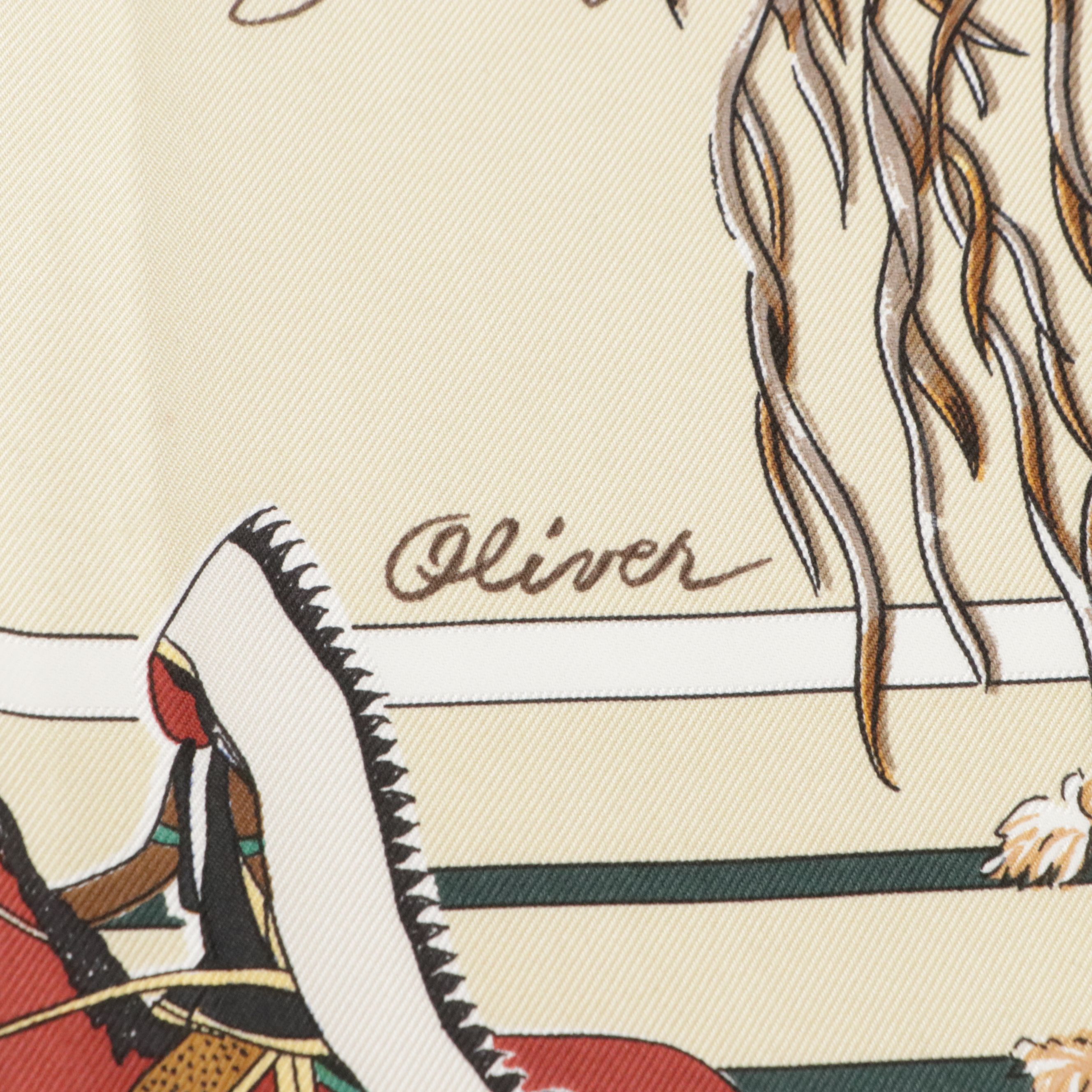 Hermès "Pani La Shar Pawnee" Scarf 90 in Silk Twill 7