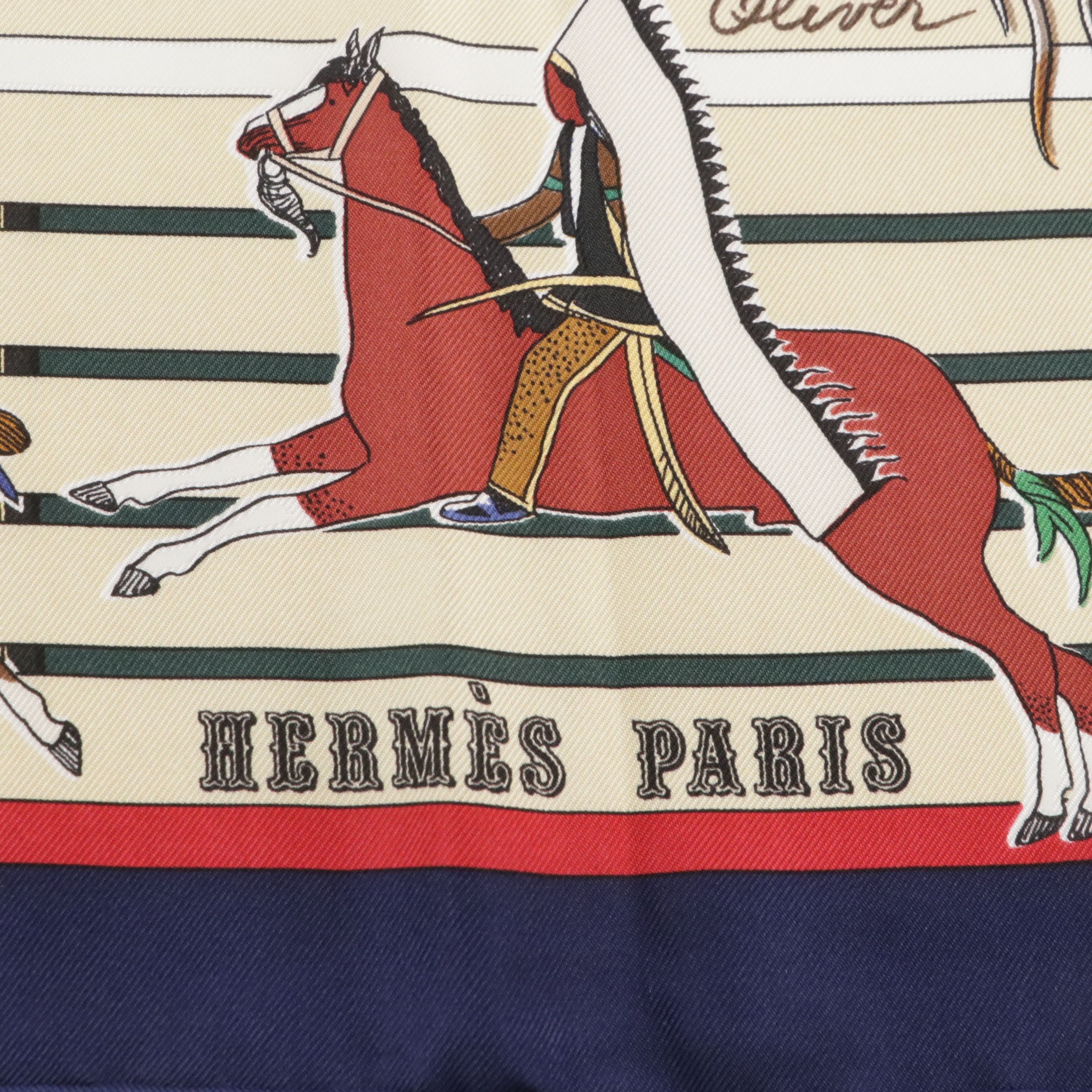 Hermès "Pani La Shar Pawnee" Scarf 90 in Silk Twill 7