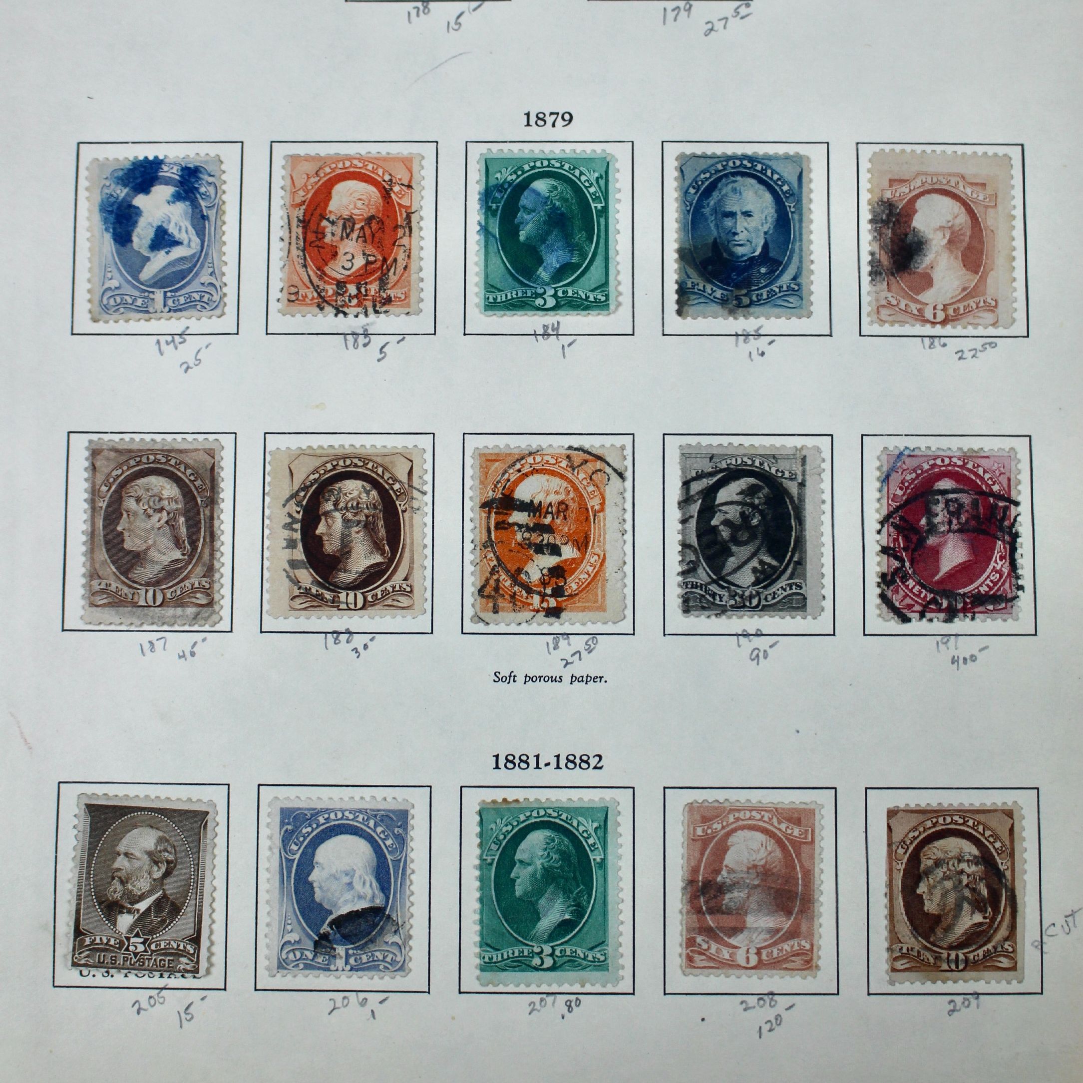 U.S. Postage Stamp Collection, 1857 to 1882