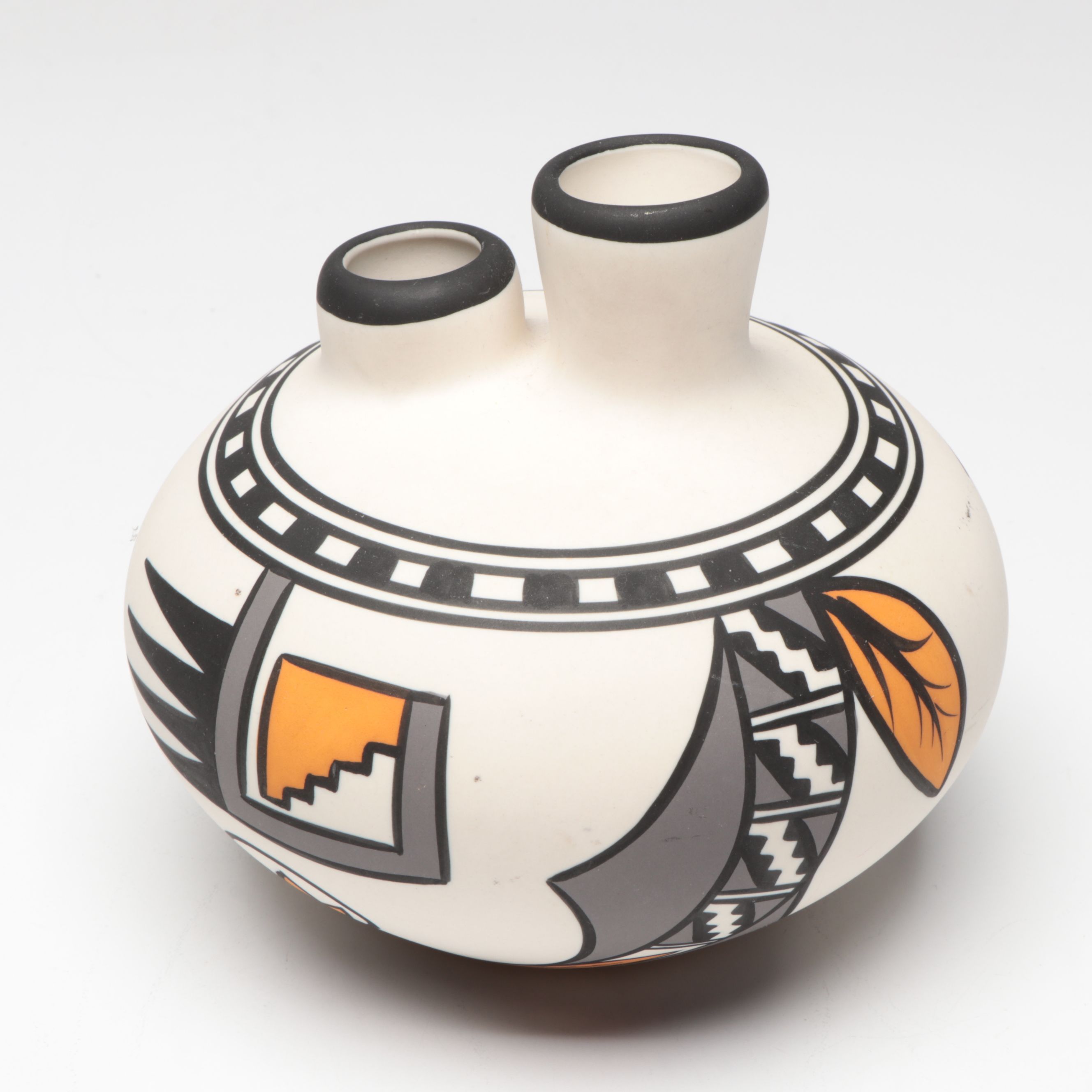 Acoma Pueblo Style Double-Spout Ceramic Wedding Vase