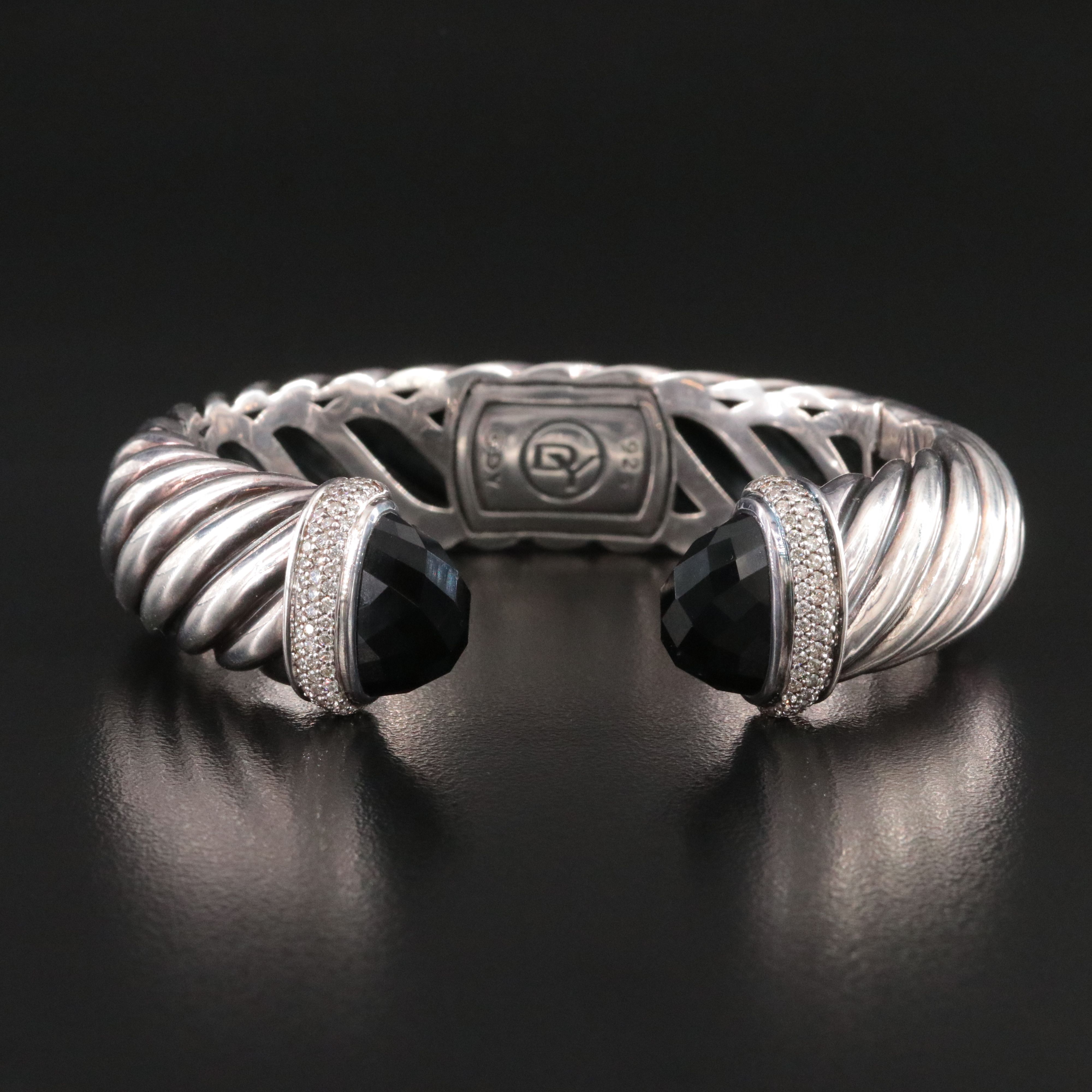 David Yurman Waverly Sterling Black Onyx and 0.85 CTW Diamond Cuff Bracelet