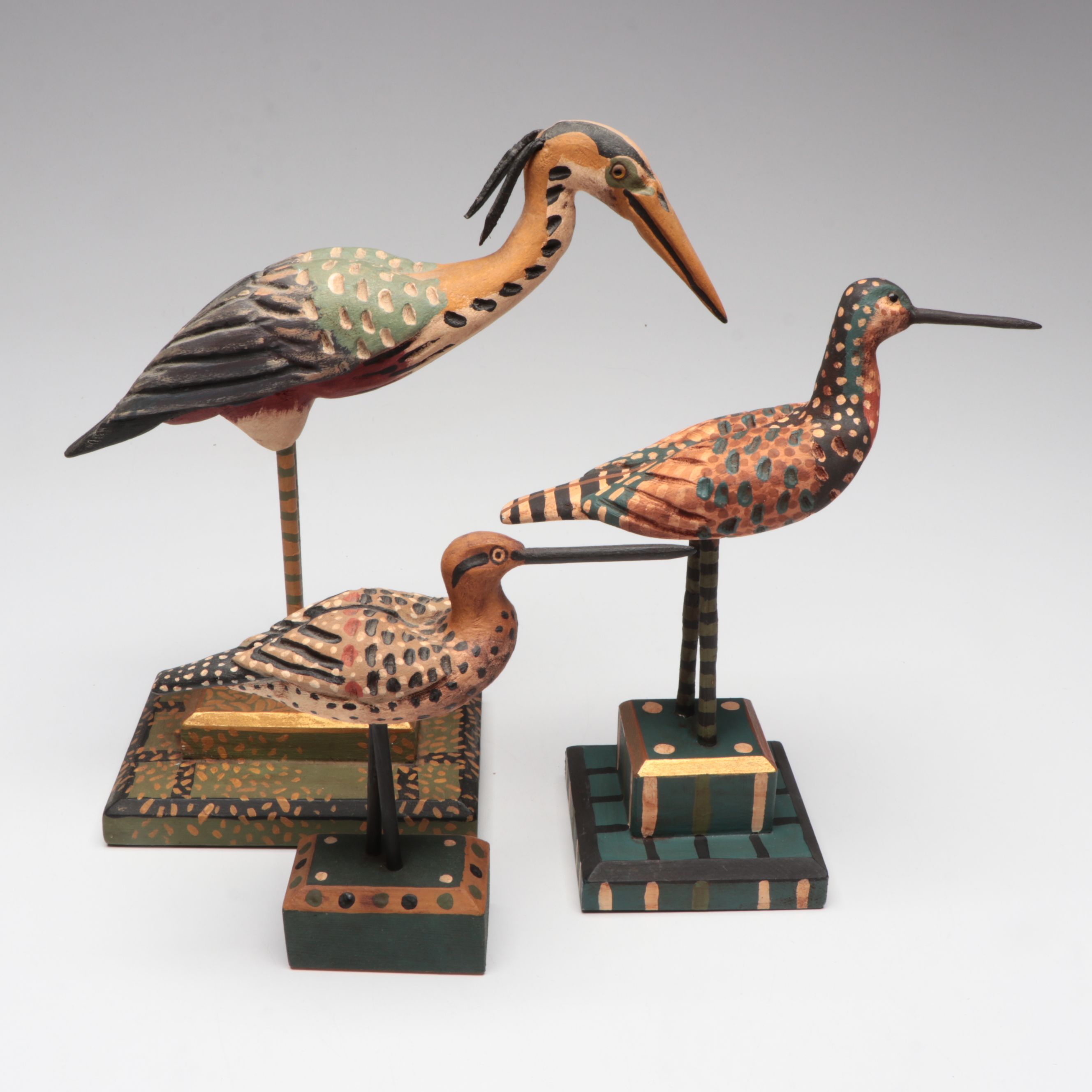George Voyzey Folk Art Handcrafted Wood Shorebirds
