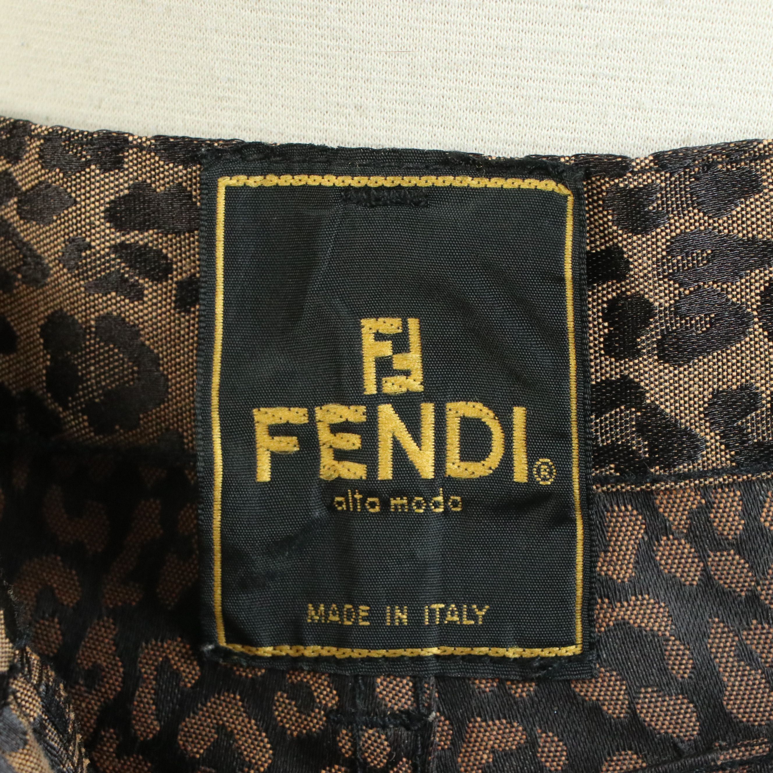 Fendi Vintage Leopard Jacquard High Waist Pants