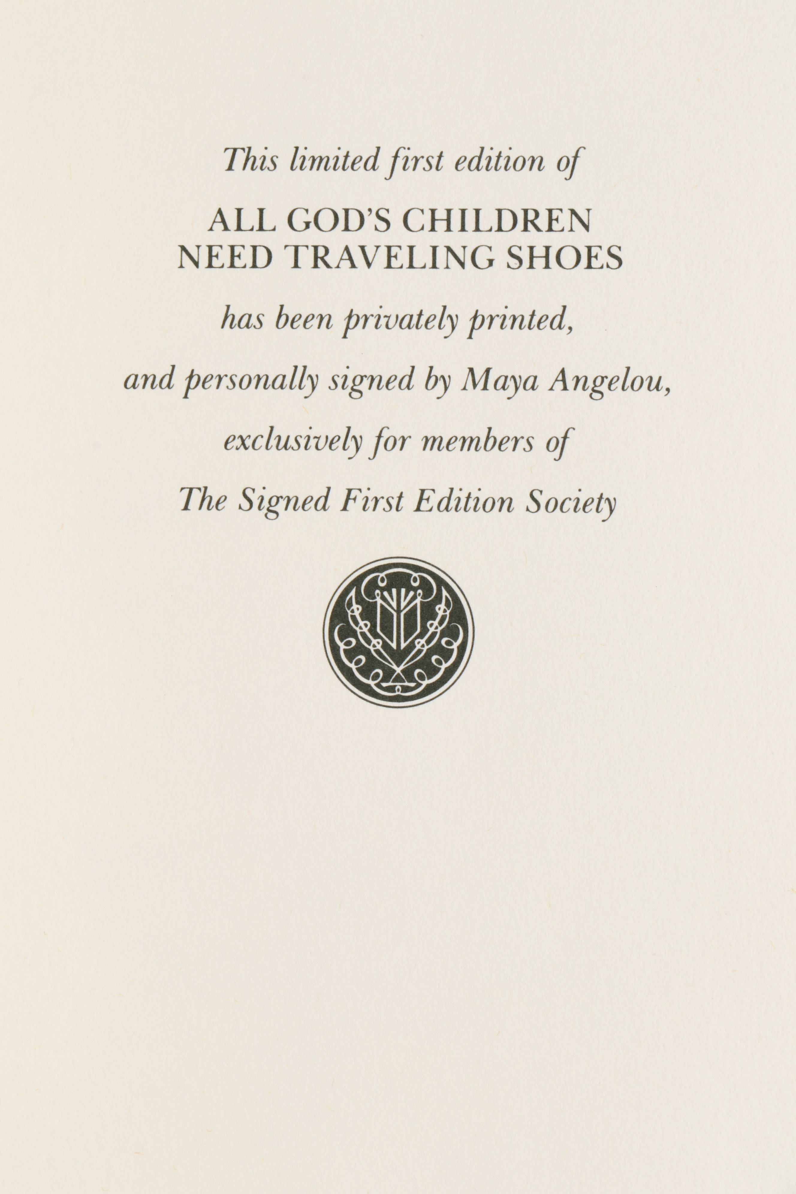 Franklin Library Signed First Edition "All God's Children" by Maya Angelou, 1986