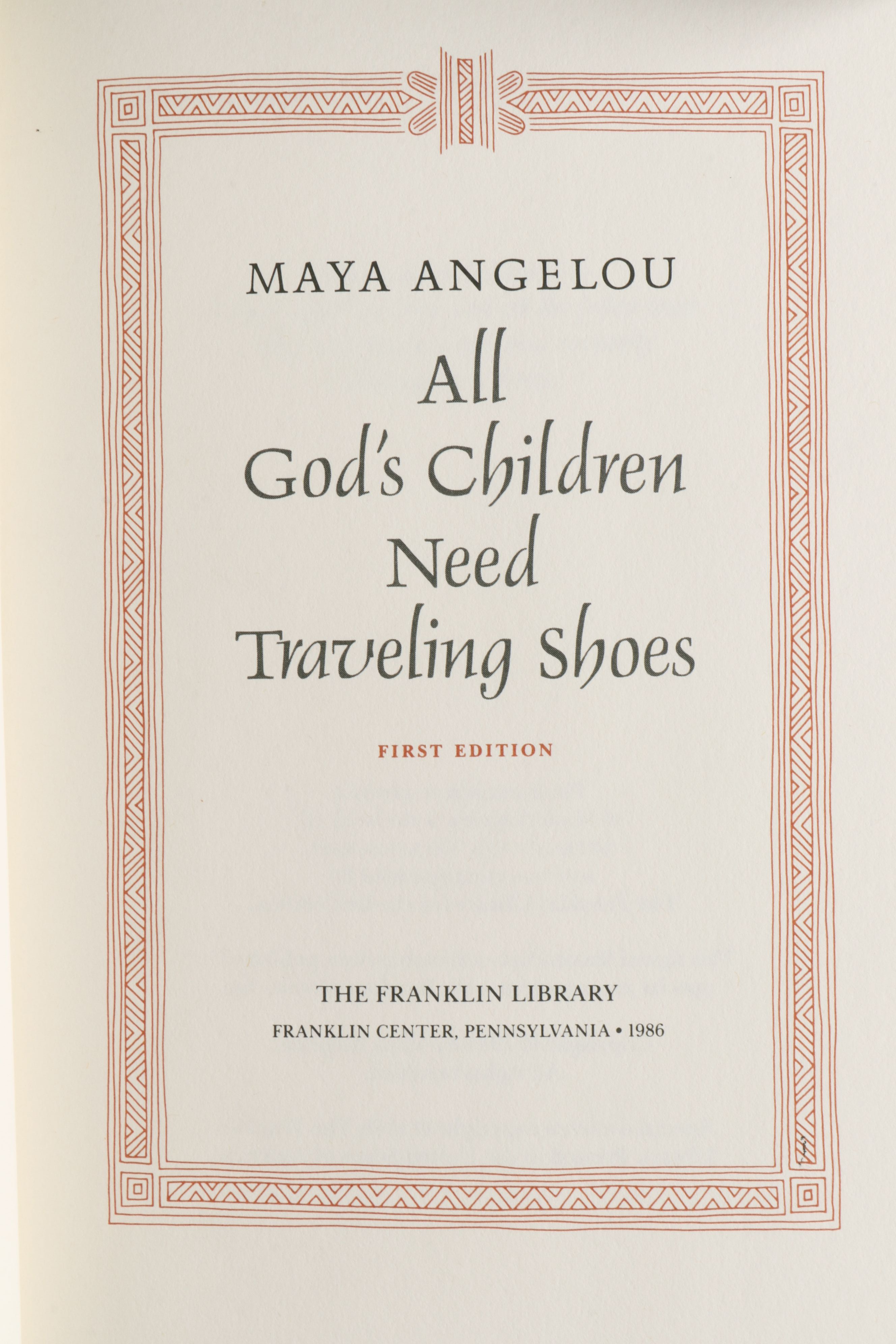 Franklin Library Signed First Edition "All God's Children" by Maya Angelou, 1986