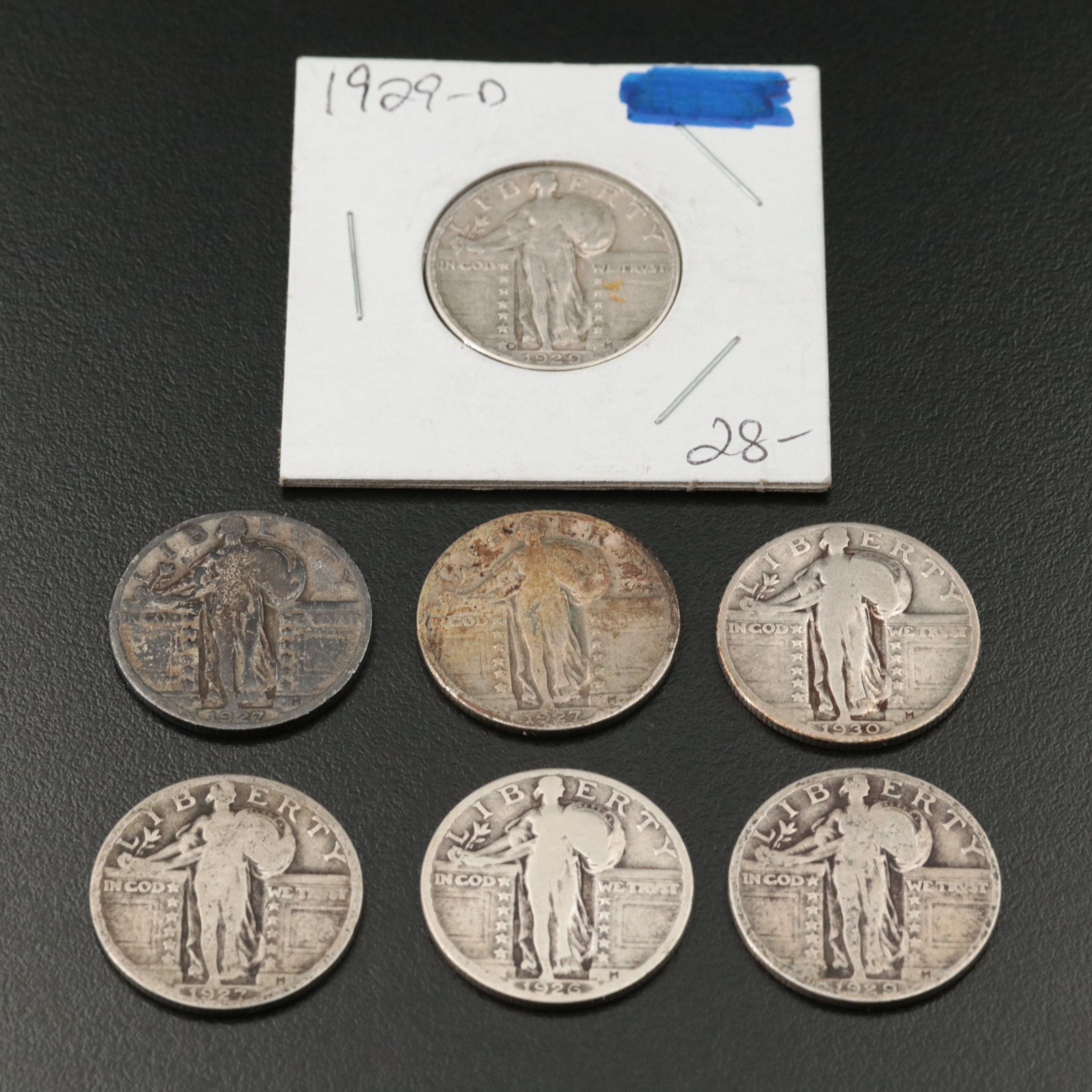 Seven Assorted Date Standing Liberty Quarters with a Better 1929-D