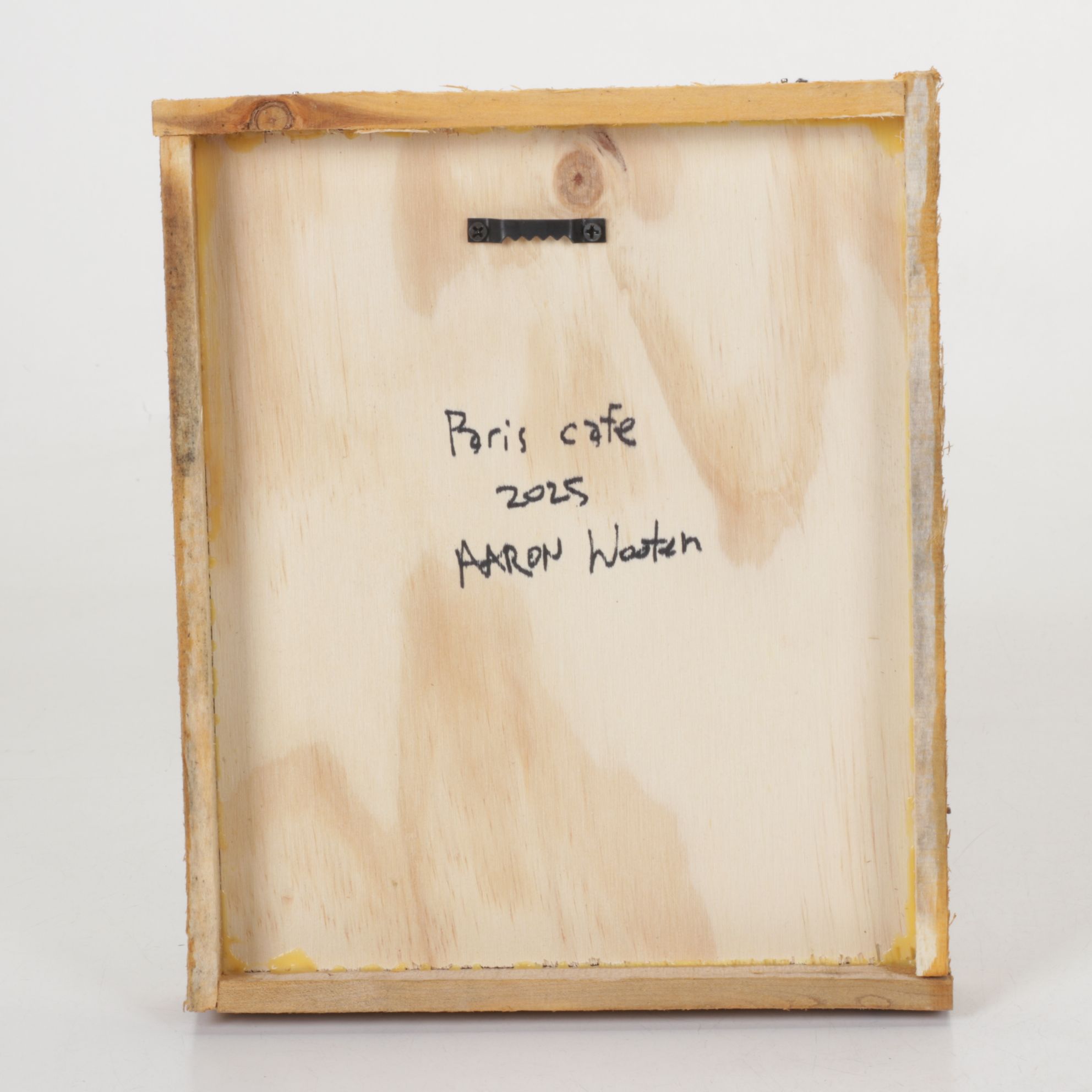 Aaron Wooten Mixed Media Painting of Stylized Facade "Paris Cafe", 2025