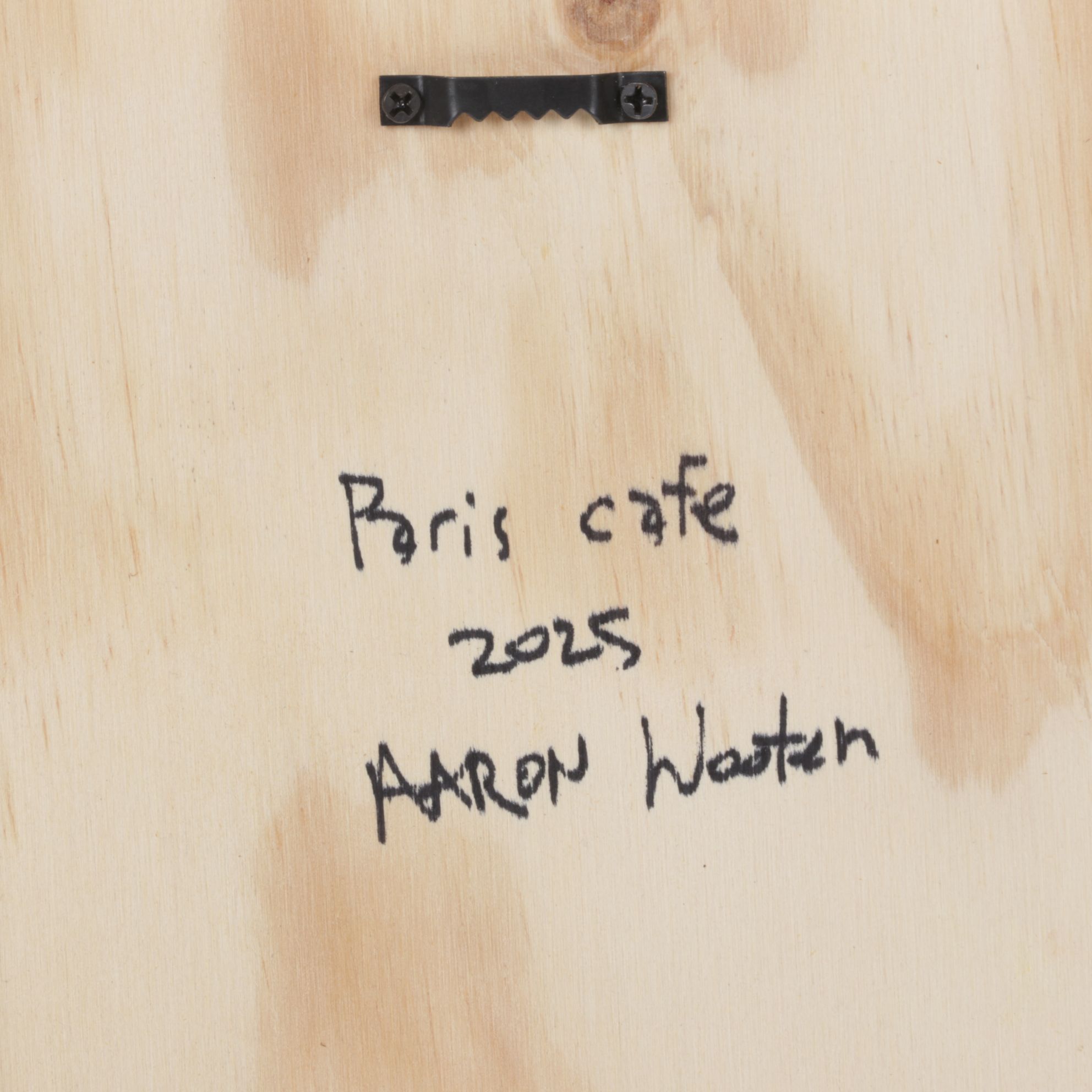 Aaron Wooten Mixed Media Painting of Stylized Facade "Paris Cafe", 2025