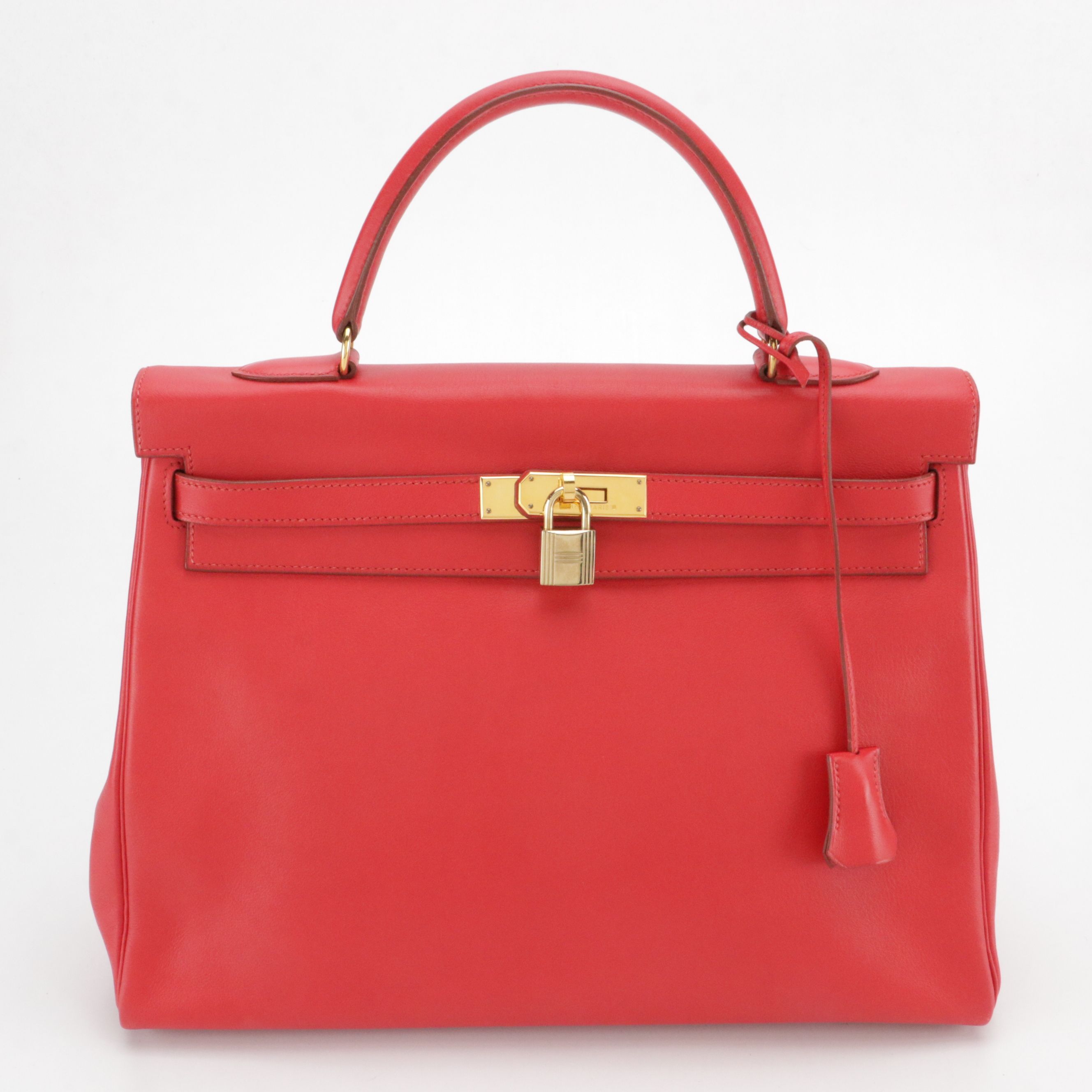Hermès Kelly Retourne 35 Satchel in Red Gulliver Leather