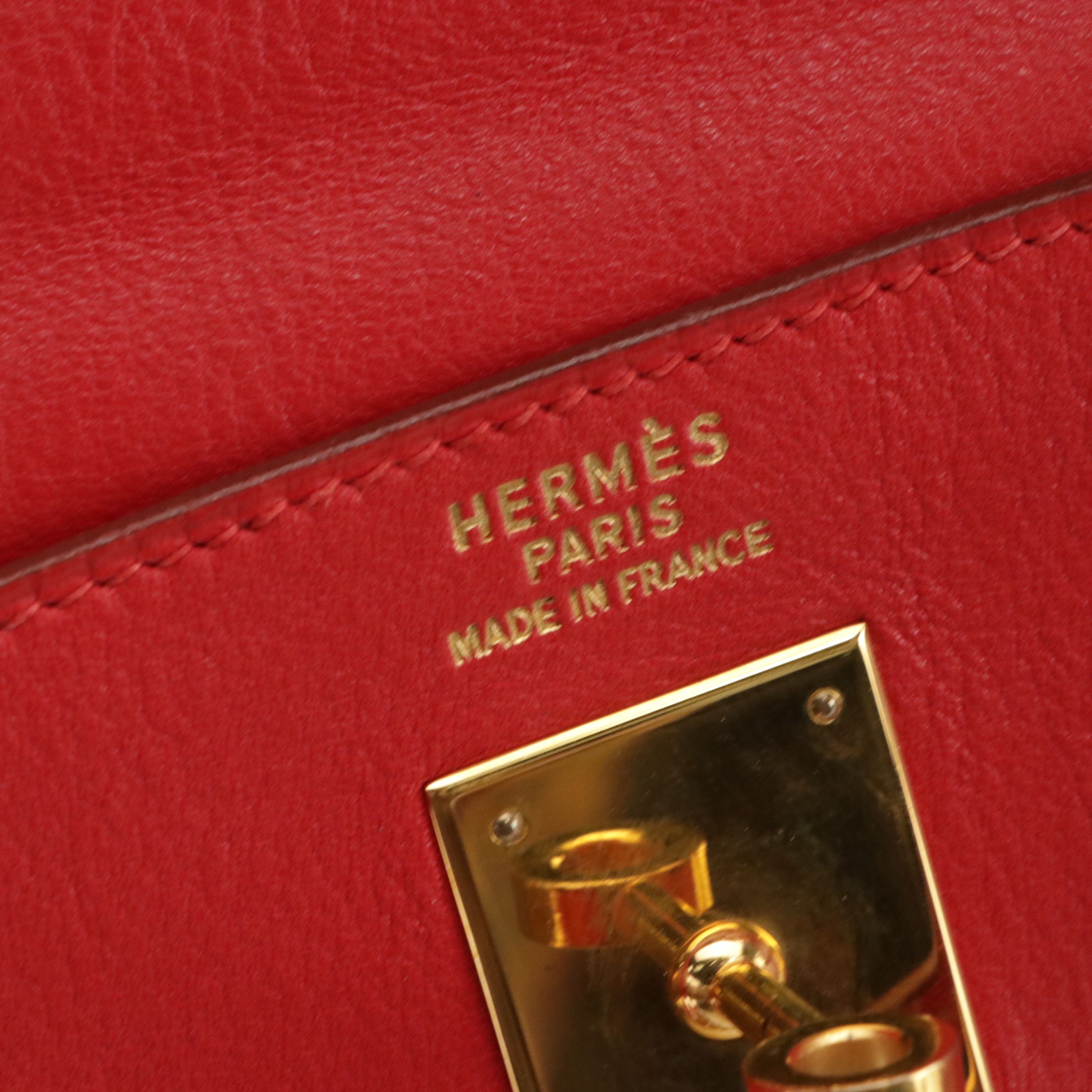 Hermès Kelly Retourne 35 Satchel in Red Gulliver Leather