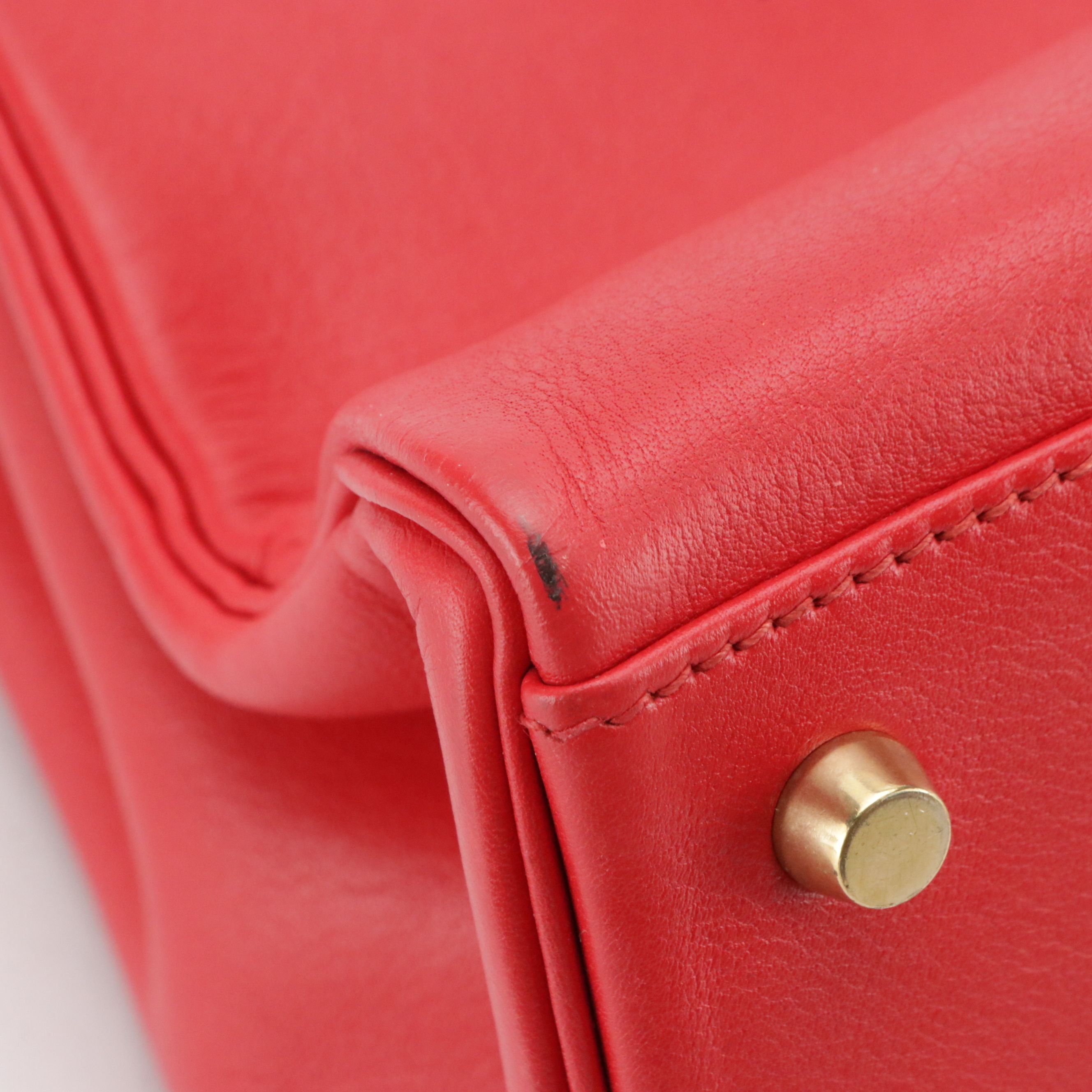 Hermès Kelly Retourne 35 Satchel in Red Gulliver Leather