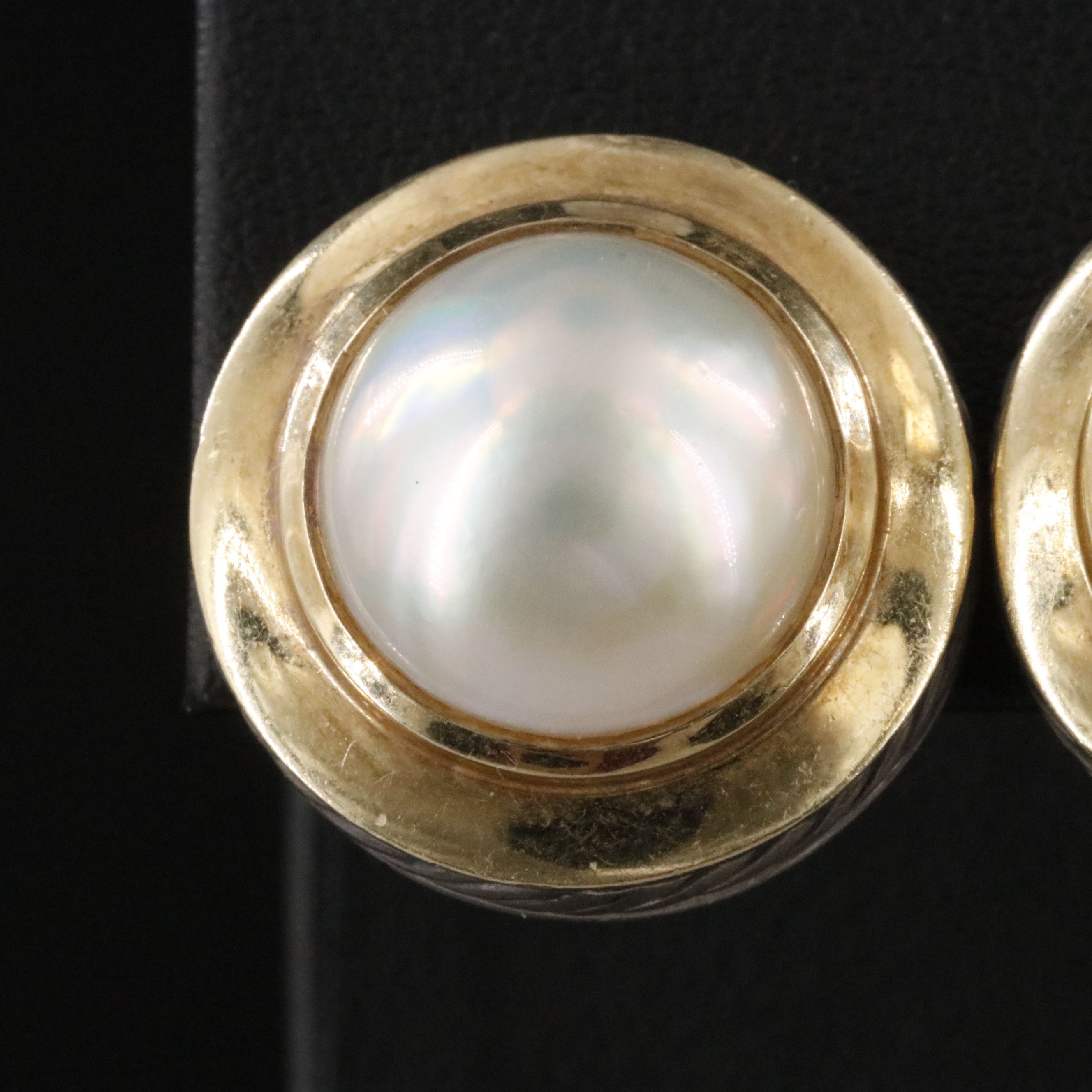 David Yurman Sterling and 18K Mabé  Pearl Earrings