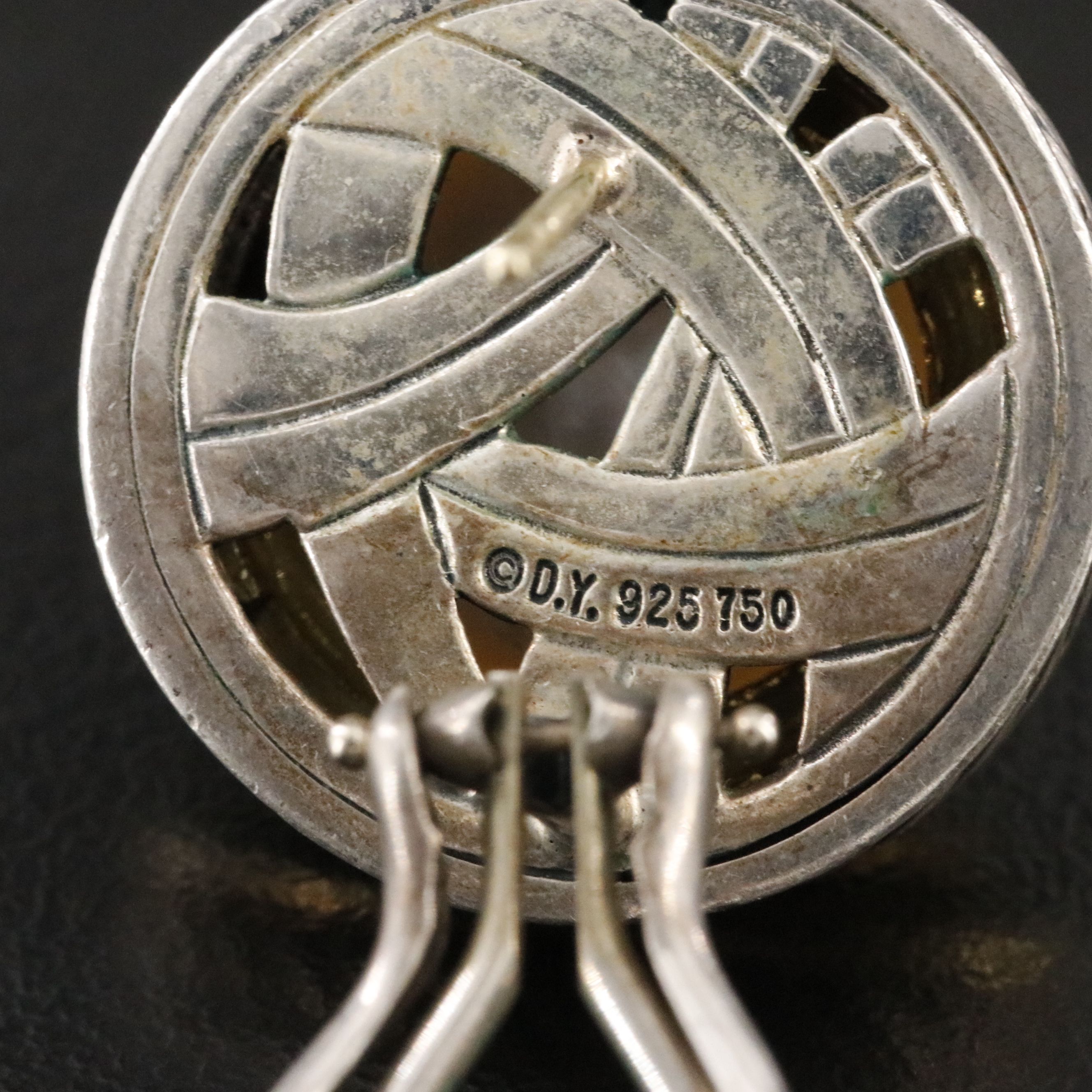 David Yurman Sterling and 18K Mabé  Pearl Earrings