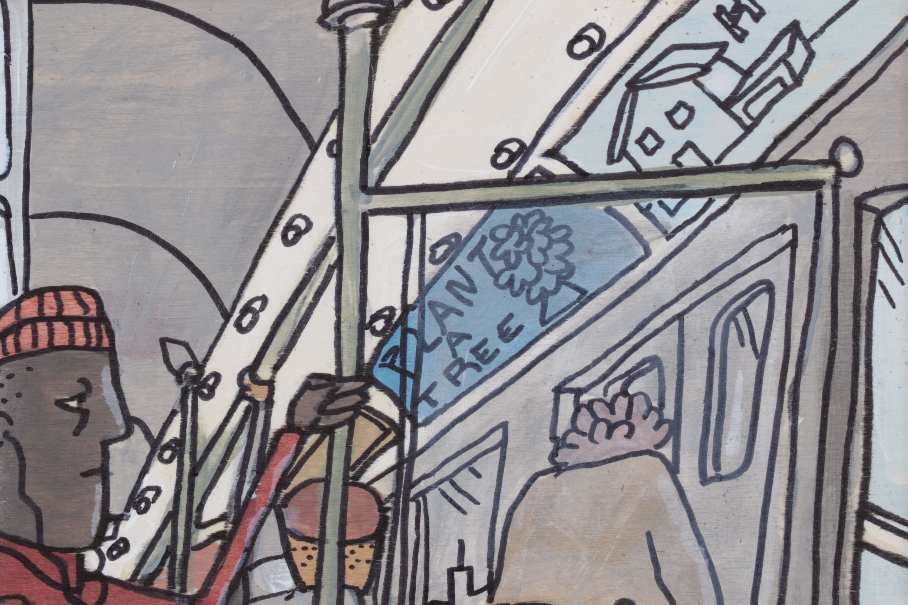 Aaron Wooten Stylized Mixed Media Painting "The Subway Train", 2026