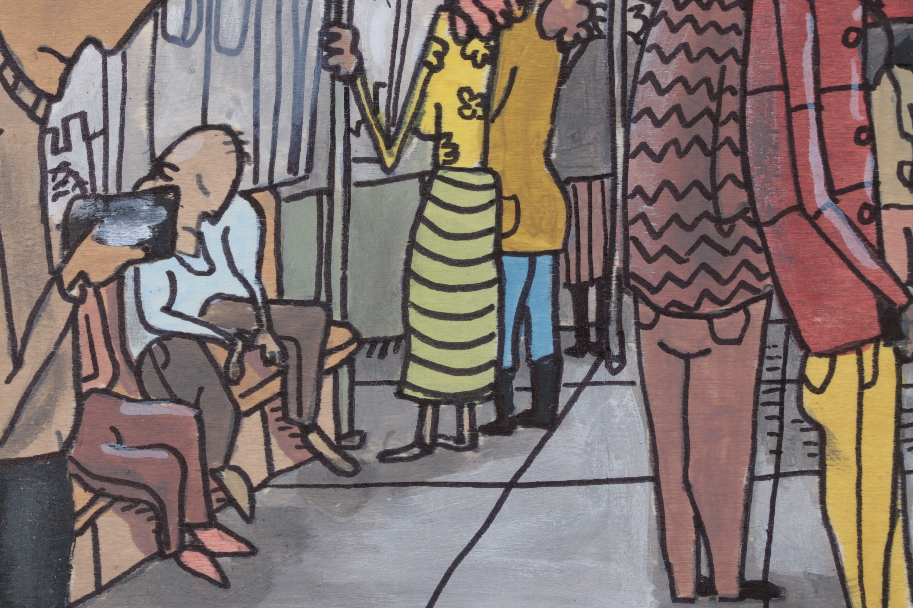 Aaron Wooten Stylized Mixed Media Painting "The Subway Train", 2026