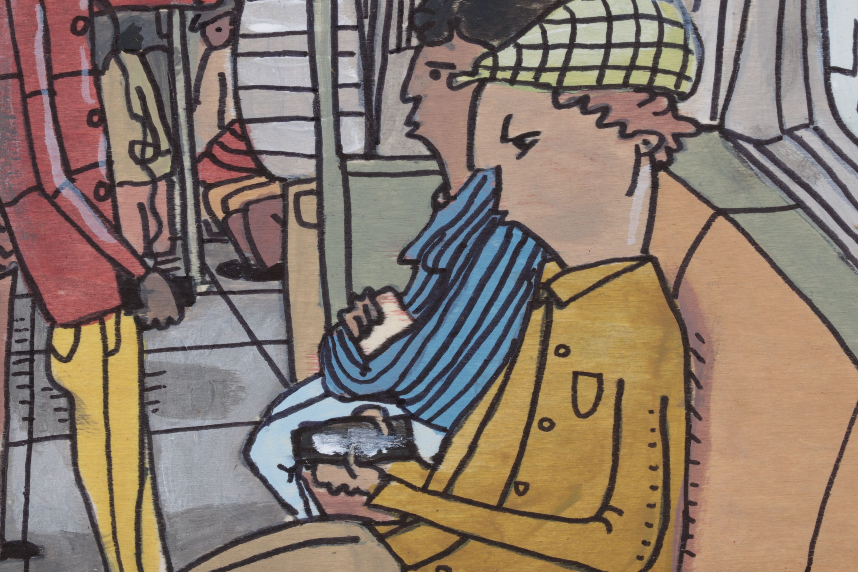 Aaron Wooten Stylized Mixed Media Painting "The Subway Train", 2026