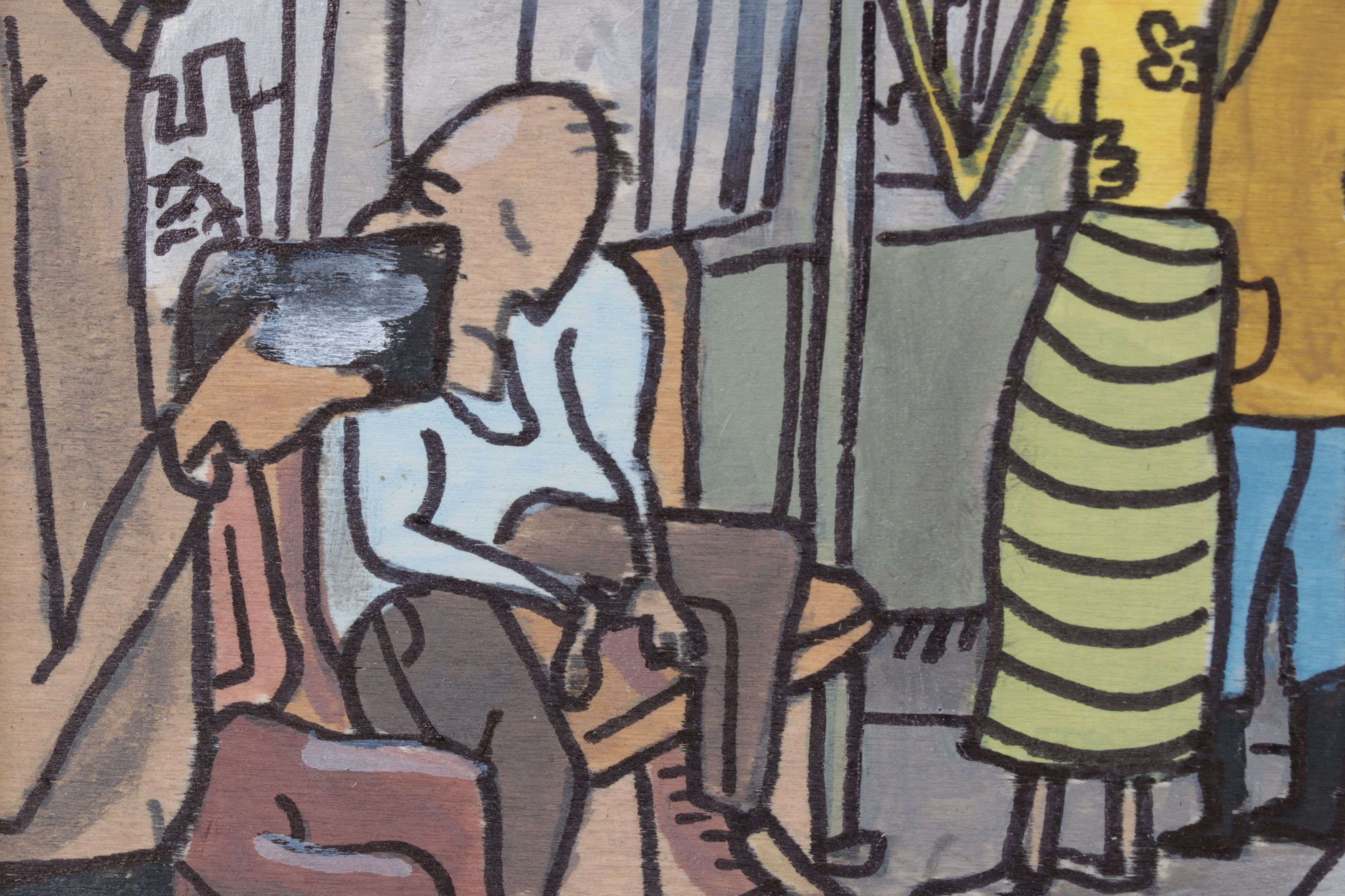 Aaron Wooten Stylized Mixed Media Painting "The Subway Train", 2026