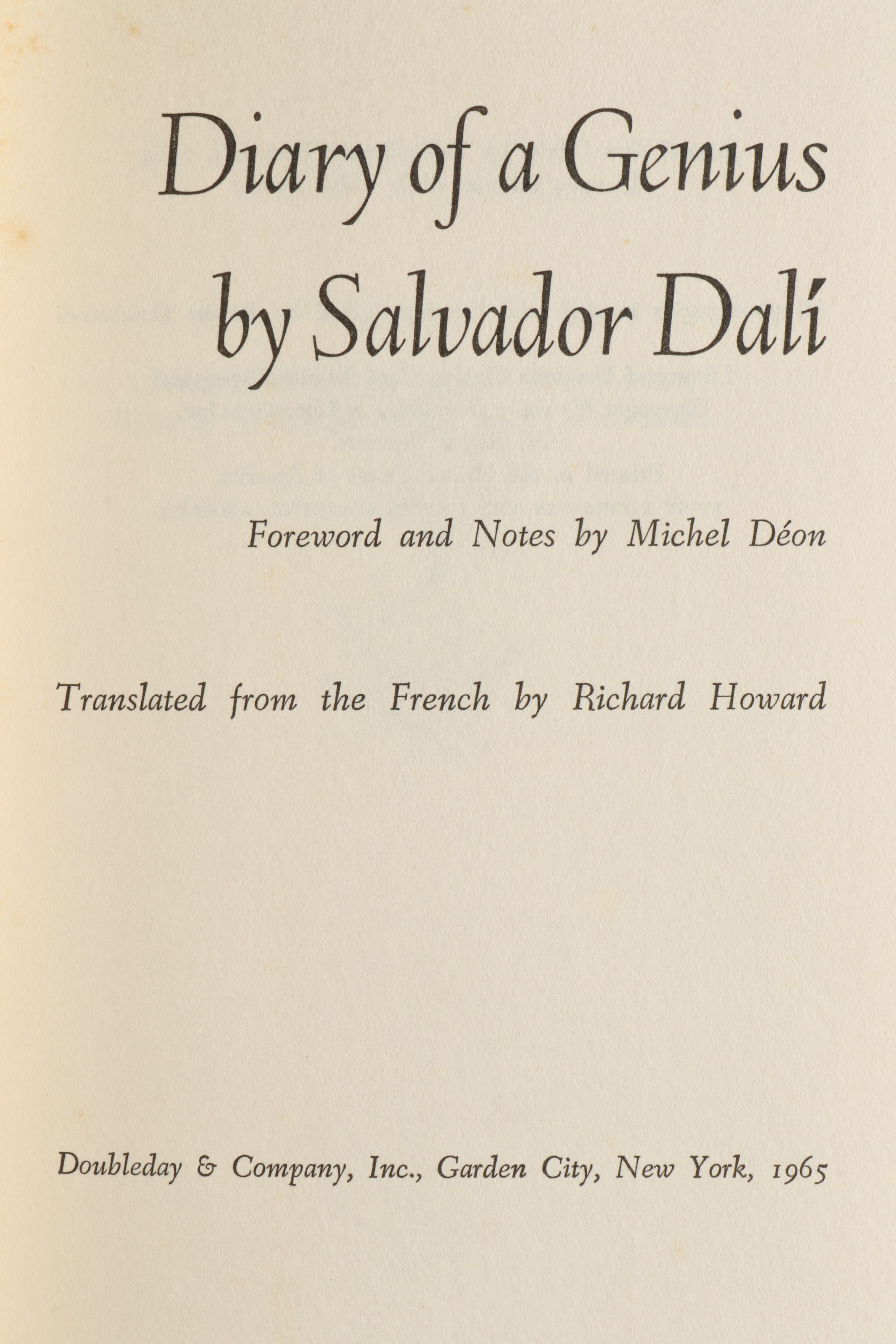 First American Edition "Diary of a Genius" by Salvador Dalí, 1965