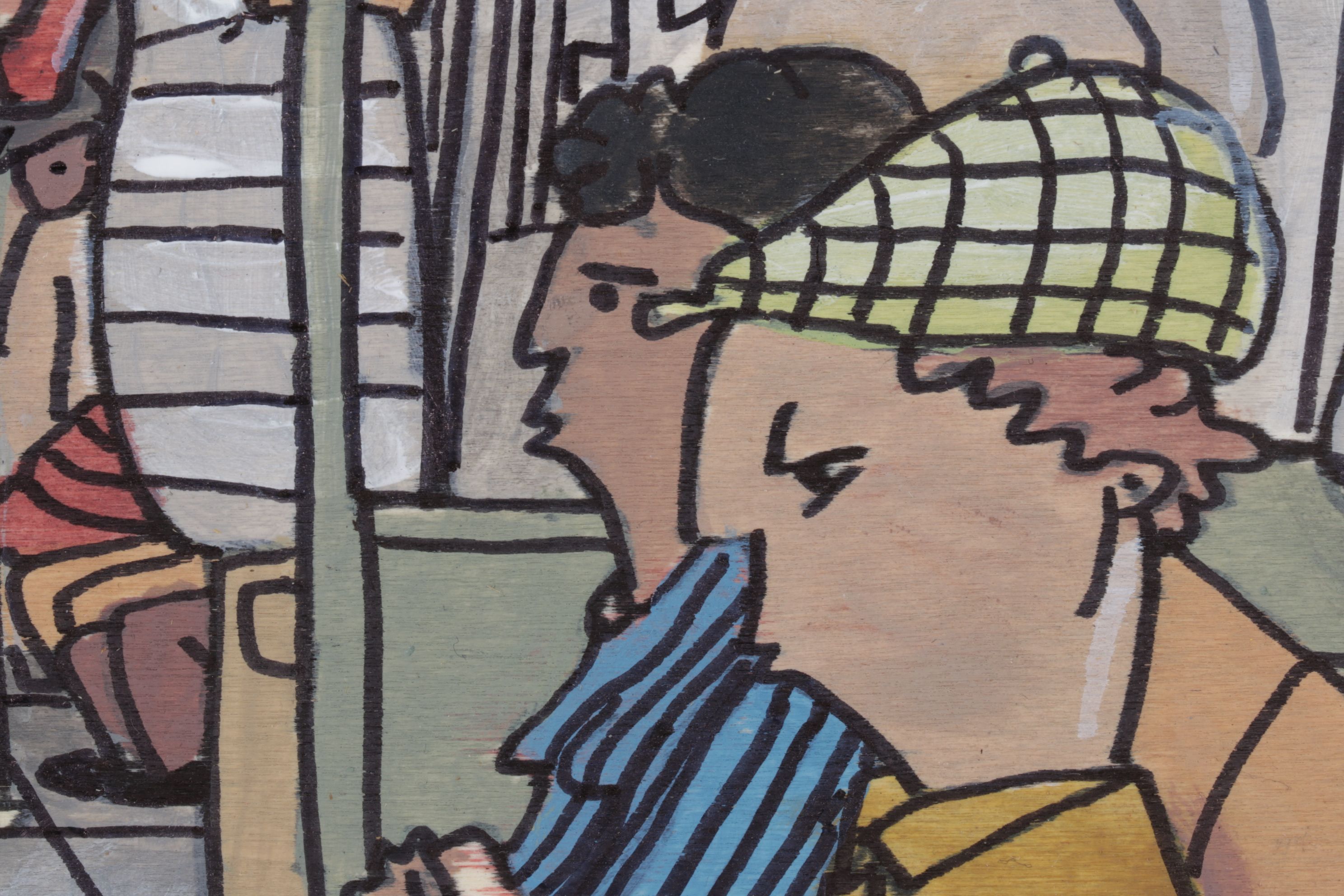 Aaron Wooten Stylized Mixed Media Painting "The Subway Train", 2026