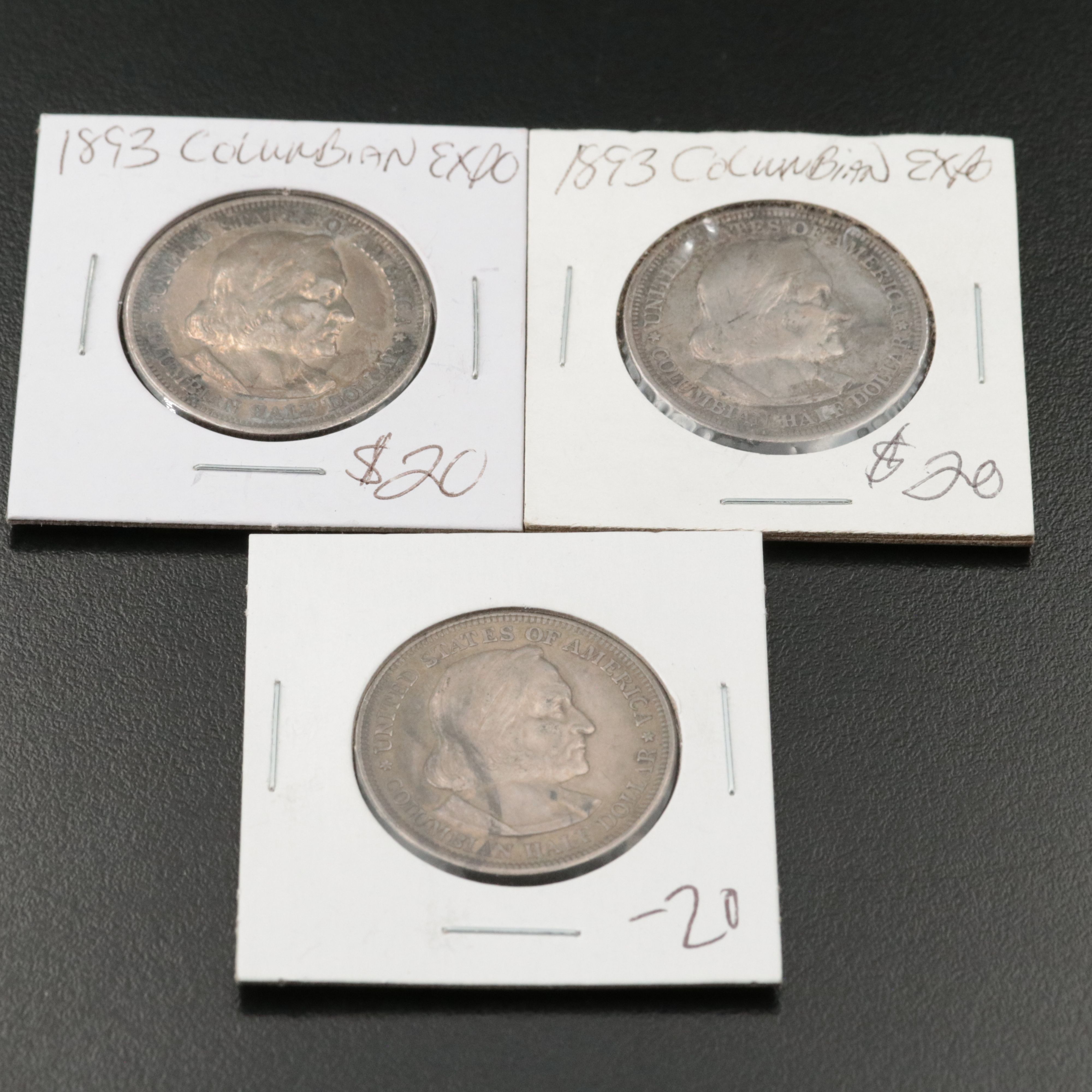 Five Colombian Commemorative Silver Half Dollars