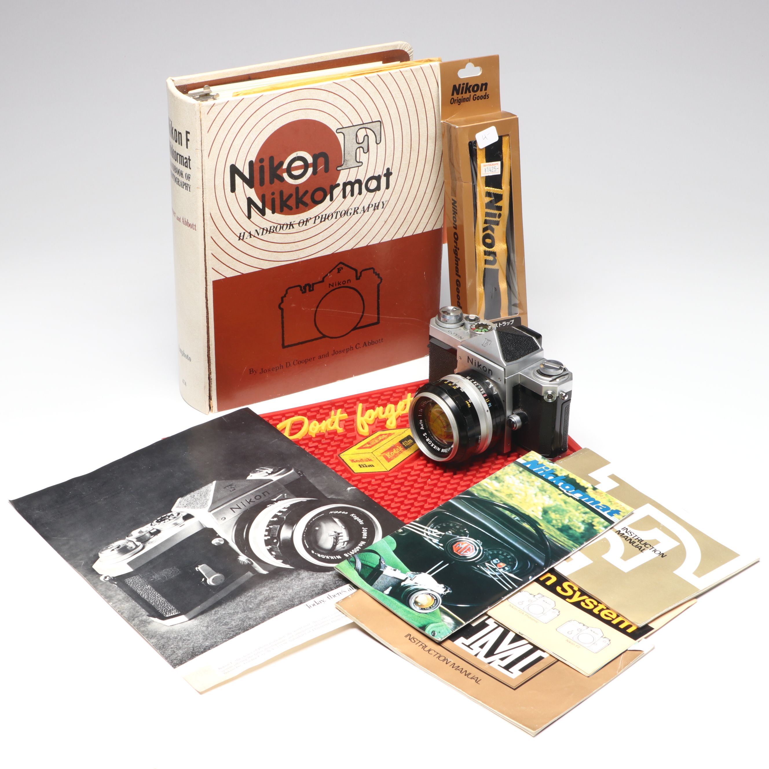 Nikon F, 50mm 1.4 Lens, Nikon F Nikkormat Photography Handbook and Nikon Items