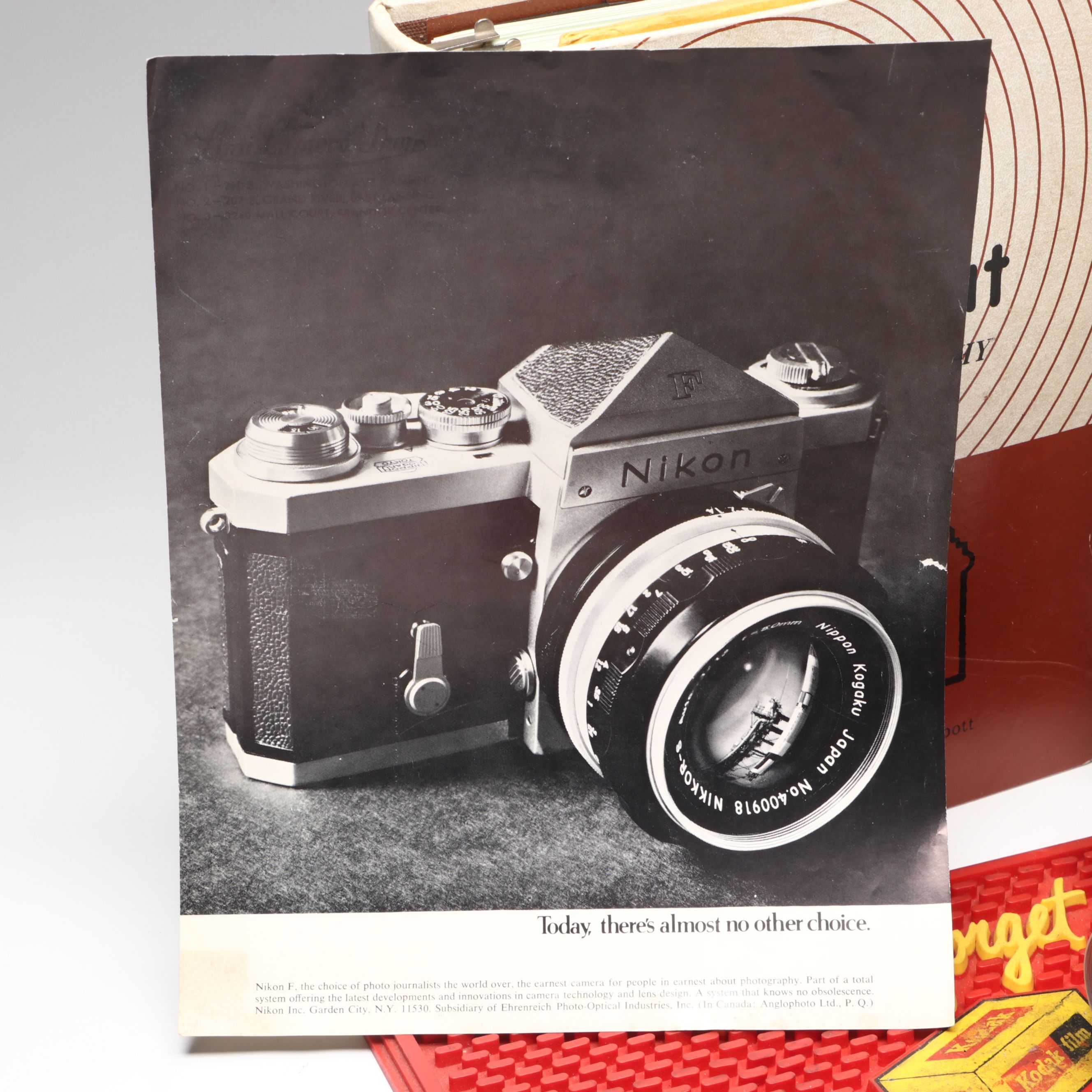 Nikon F, 50mm 1.4 Lens, Nikon F Nikkormat Photography Handbook and Nikon Items