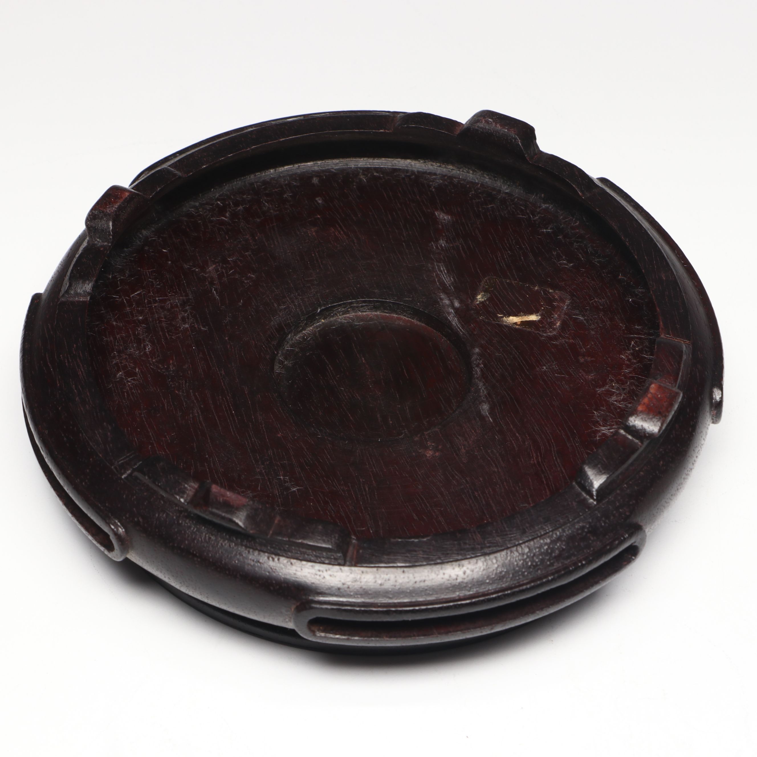 Chinese Floral Porcelain Bowl on Wood Base