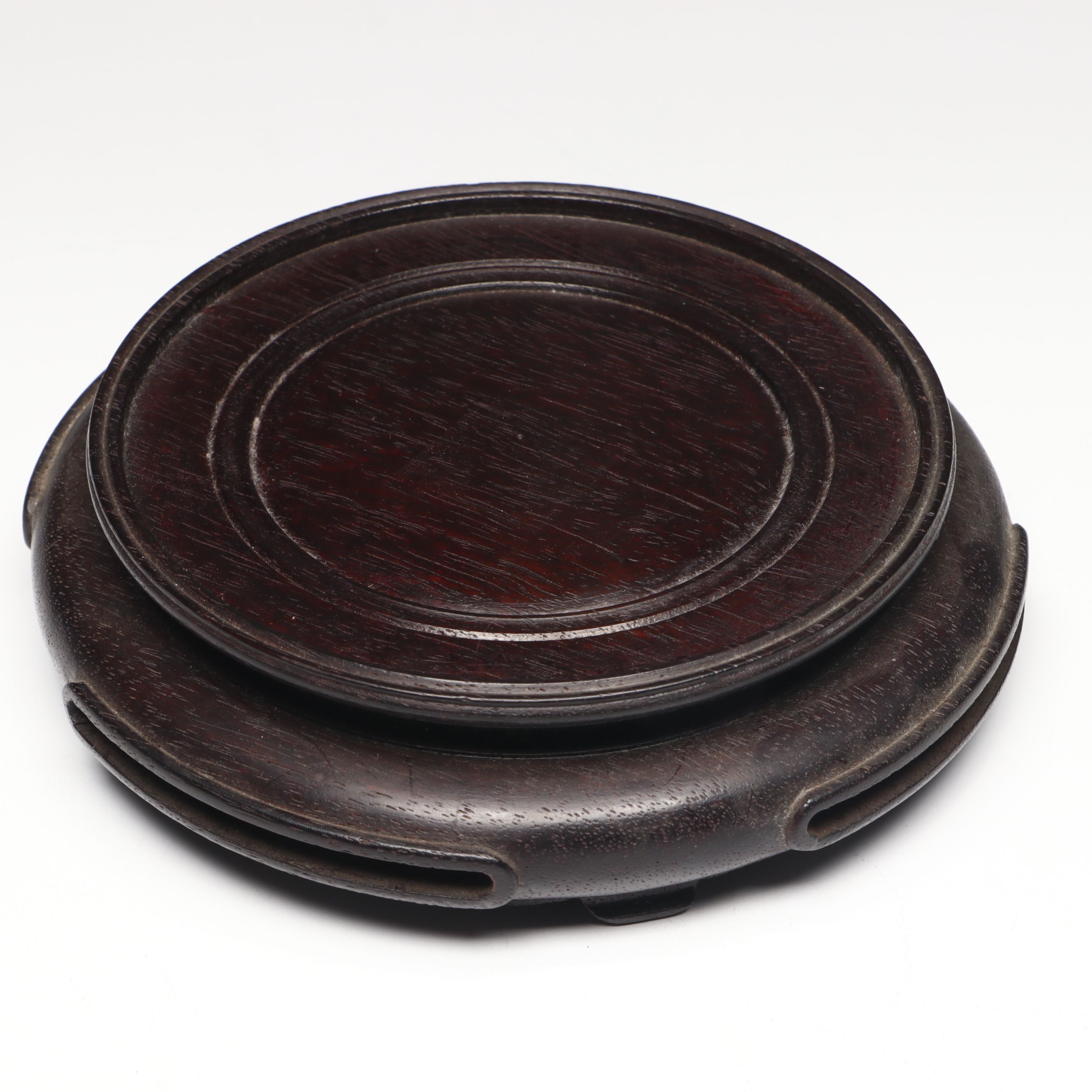 Chinese Floral Porcelain Bowl on Wood Base