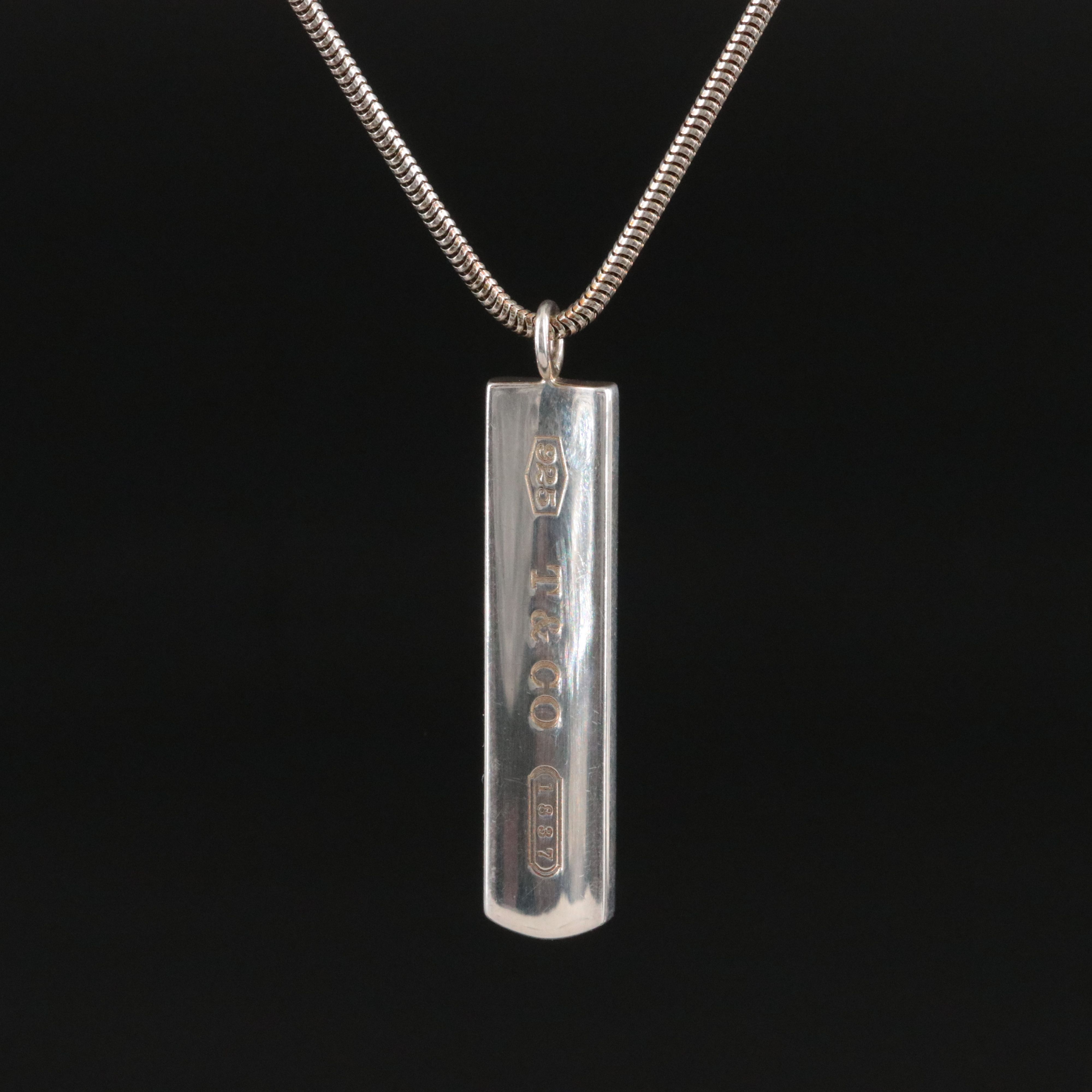 Tiffany & Co. 1837 Sterling Bar Plate Necklace