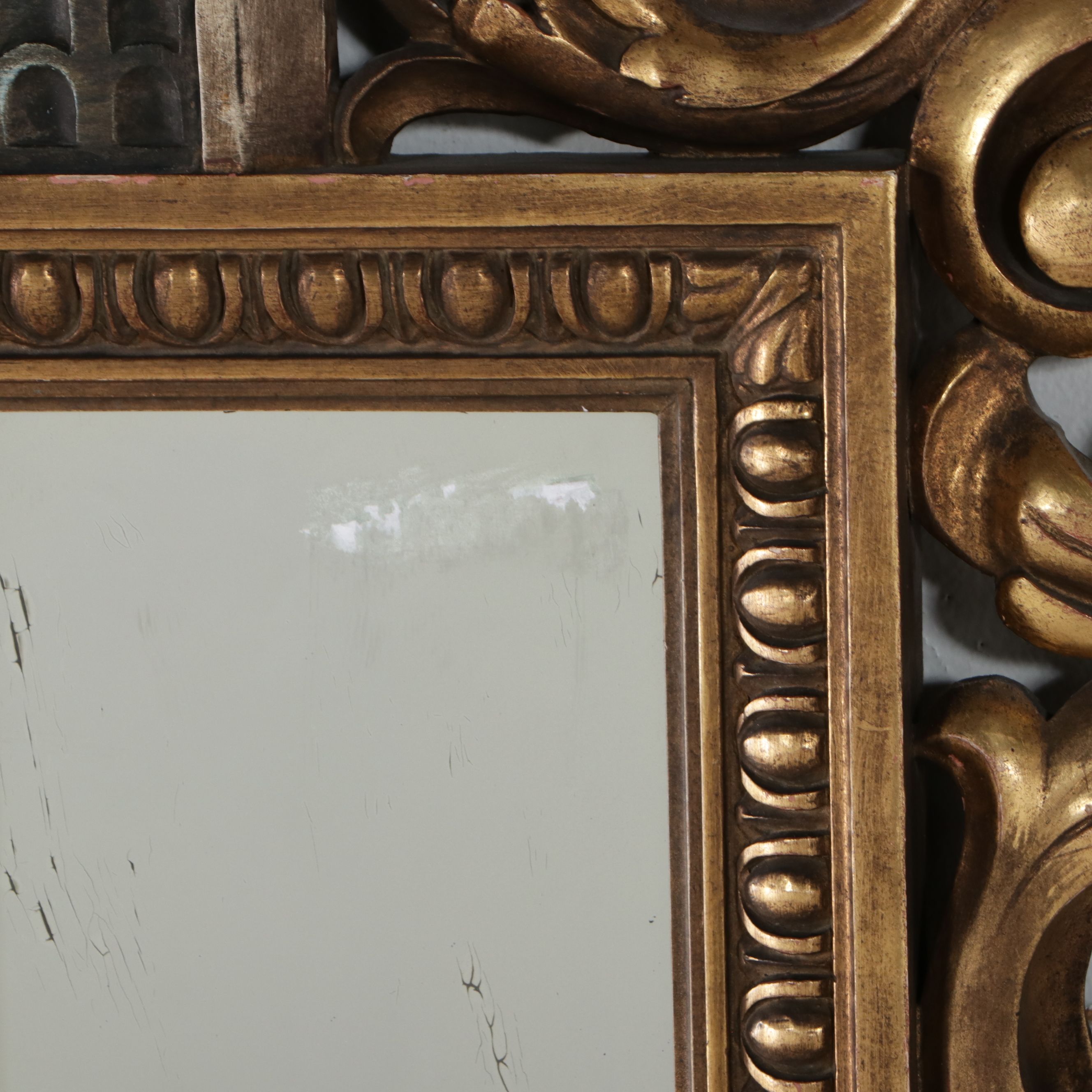 Louis XVI Style Polychrome Giltwood and Gesso Wall Mirror