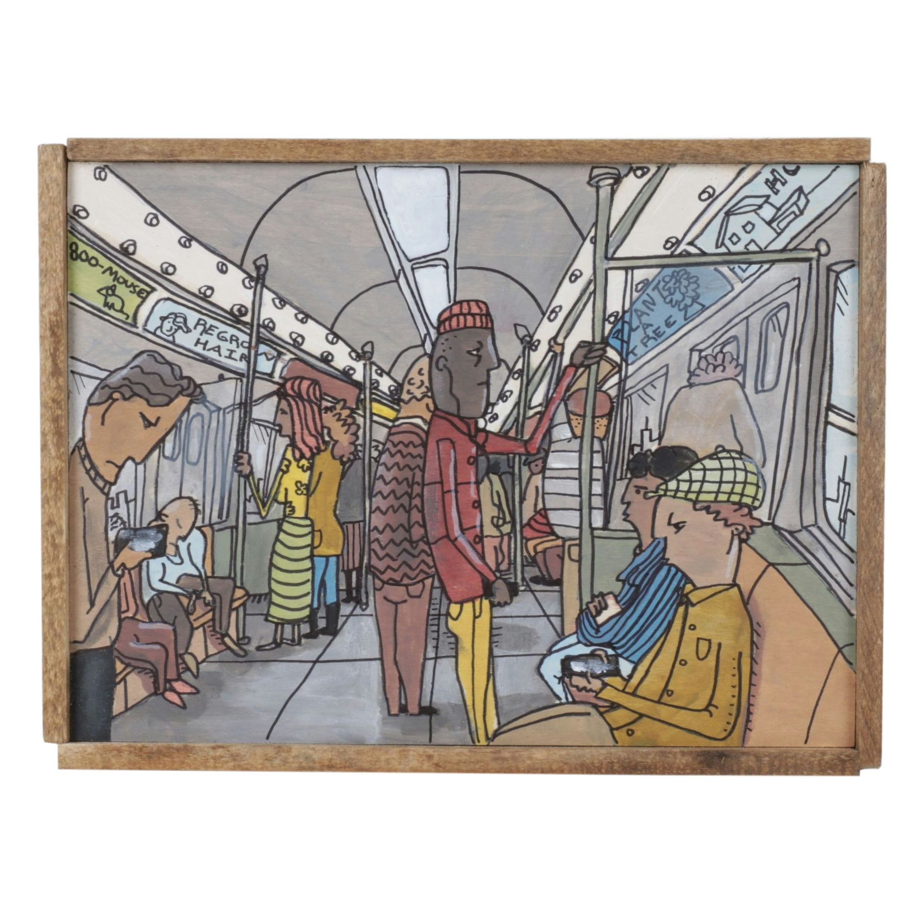 Aaron Wooten Stylized Mixed Media Painting "The Subway Train", 2026