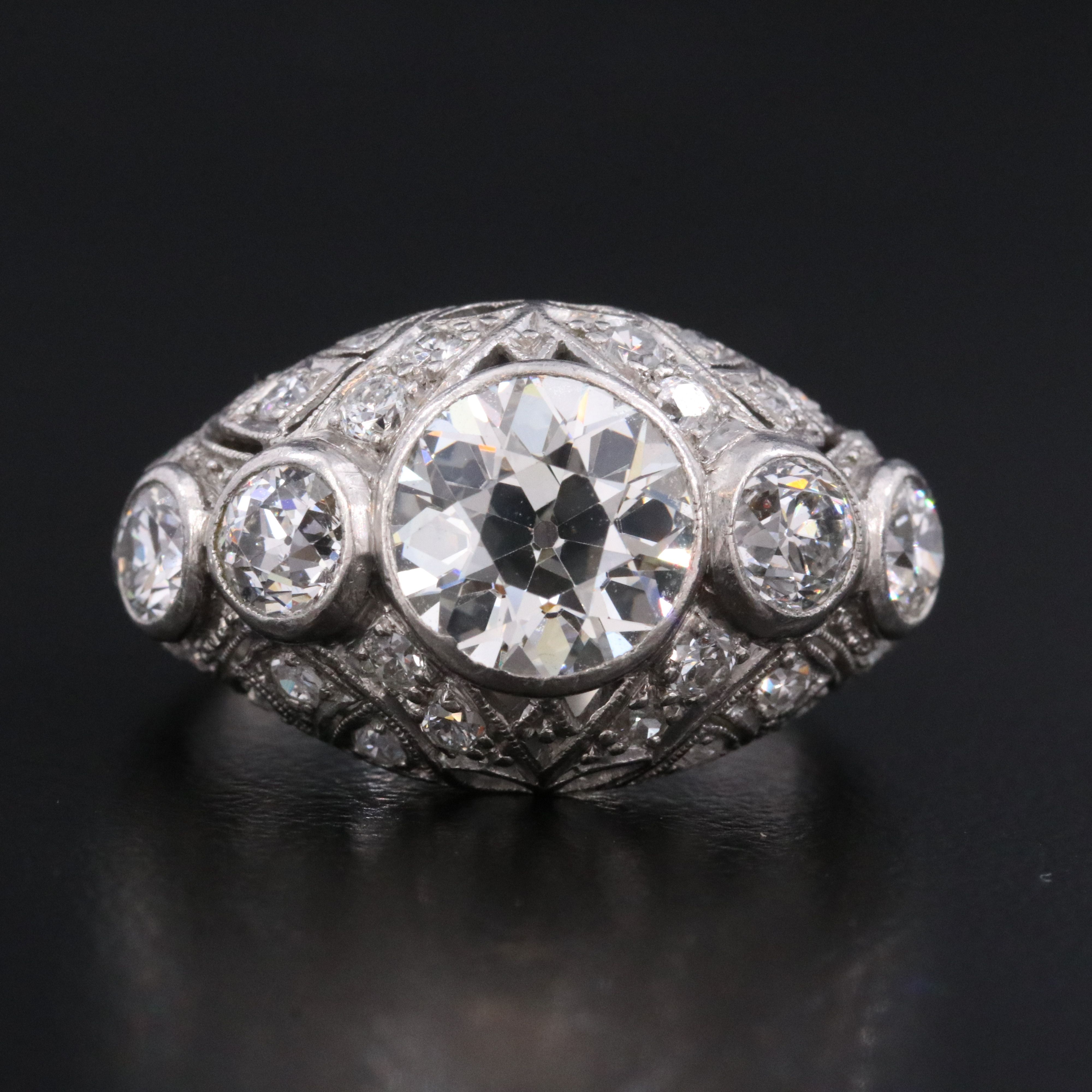Art Deco Platinum 3.03 CTW Diamond Ring