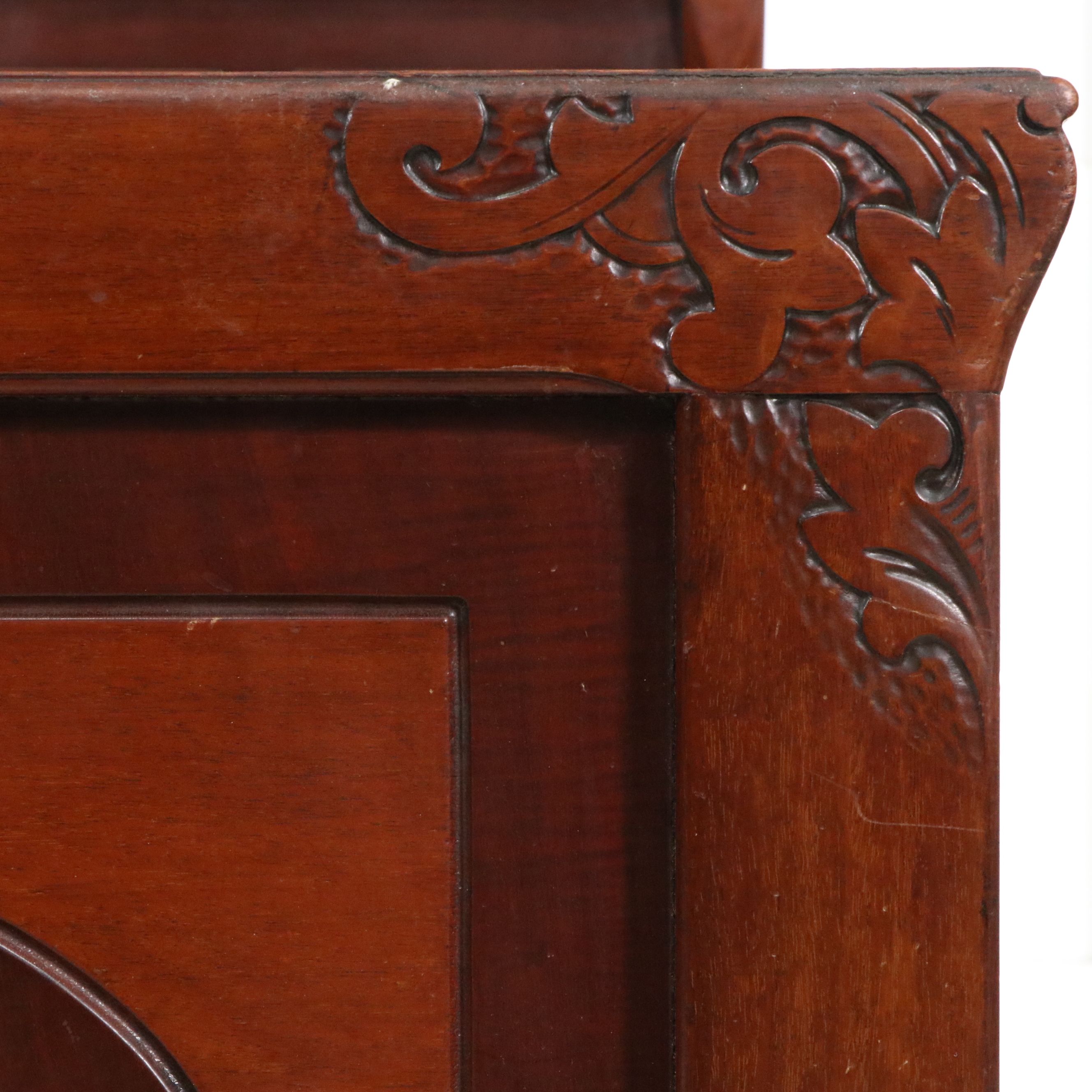 Late Victorian Walnut Full-Size Bed with Fretwork Panels, Late 19th Century