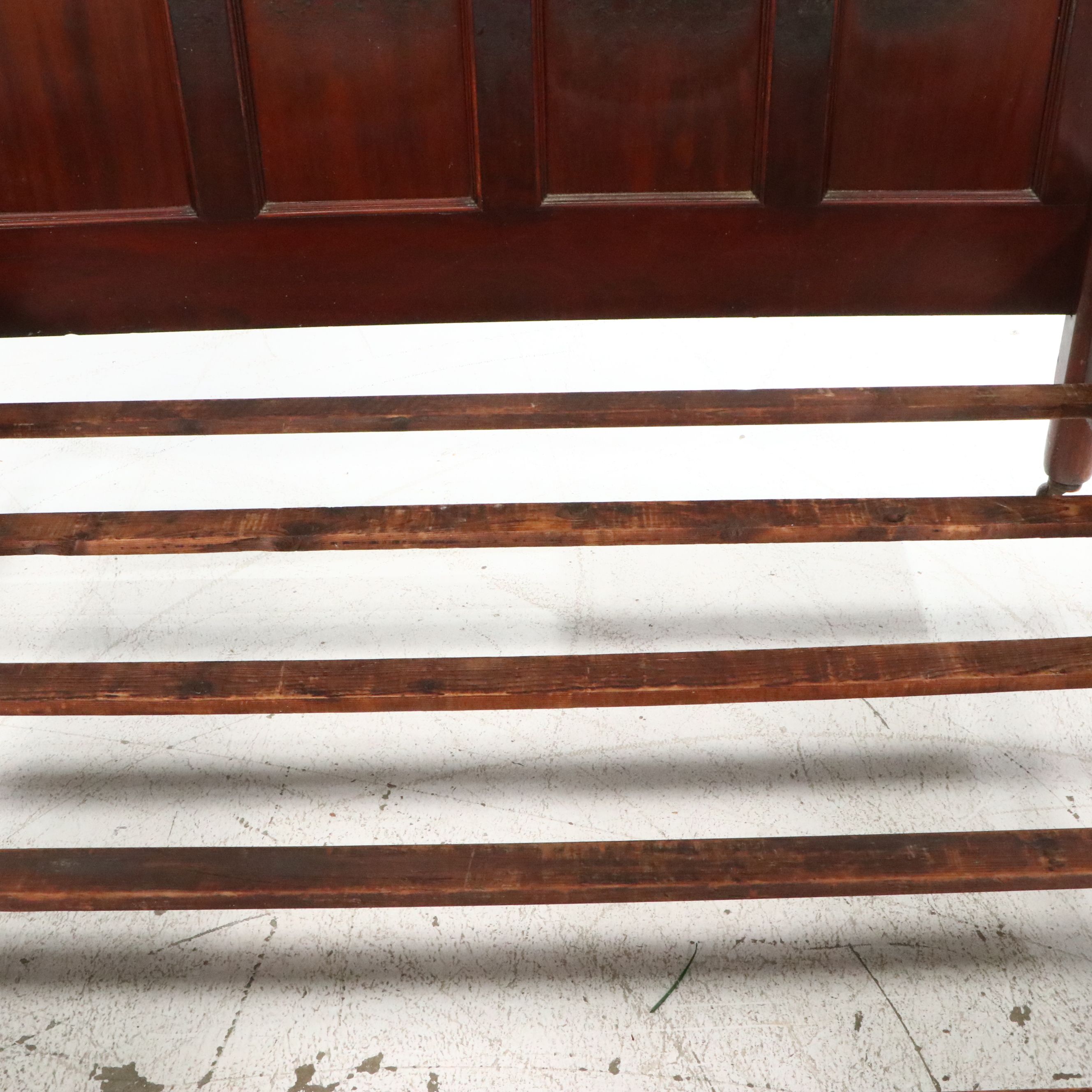 Late Victorian Walnut Full-Size Bed with Fretwork Panels, Late 19th Century