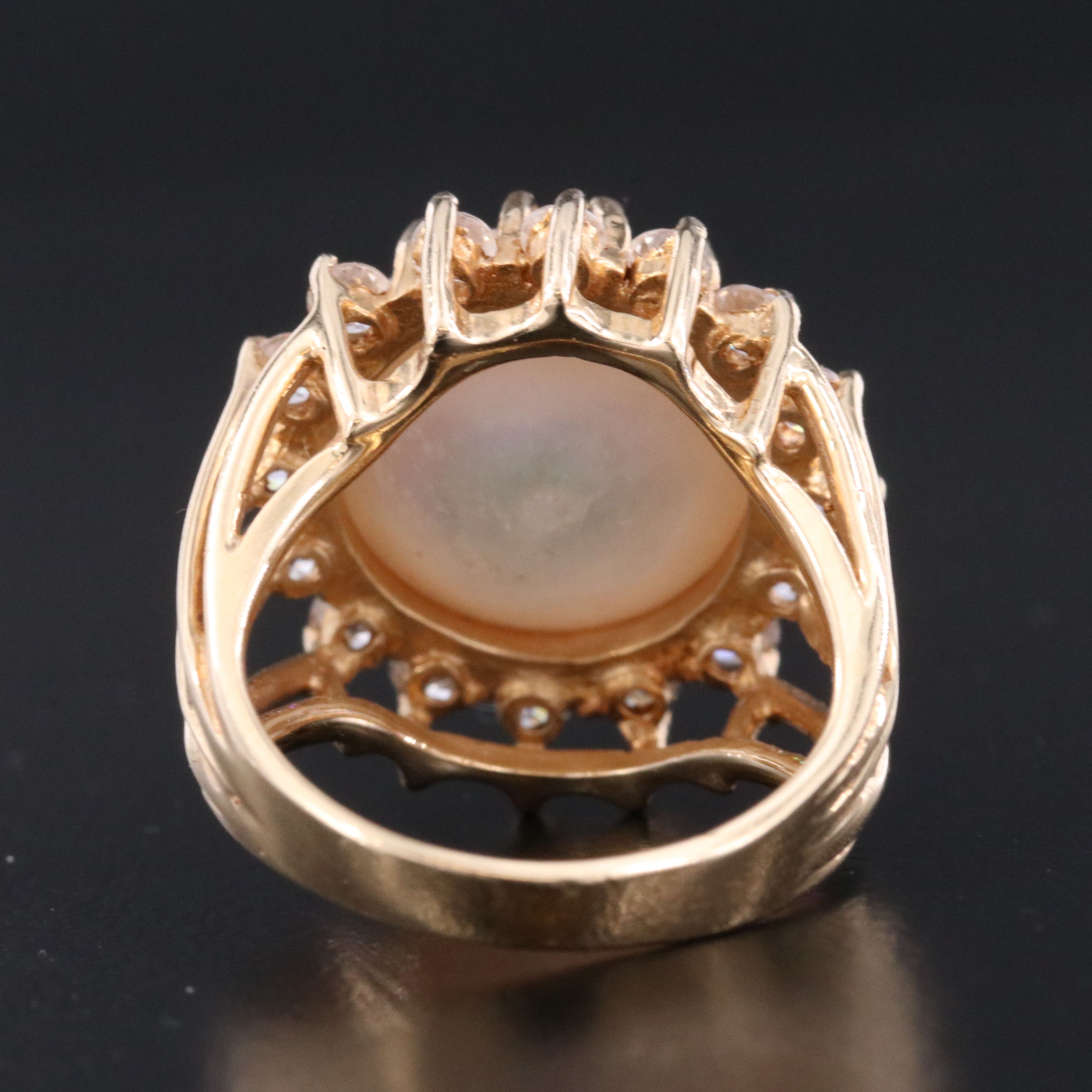 14K Mabé Pearl and CZ Ring