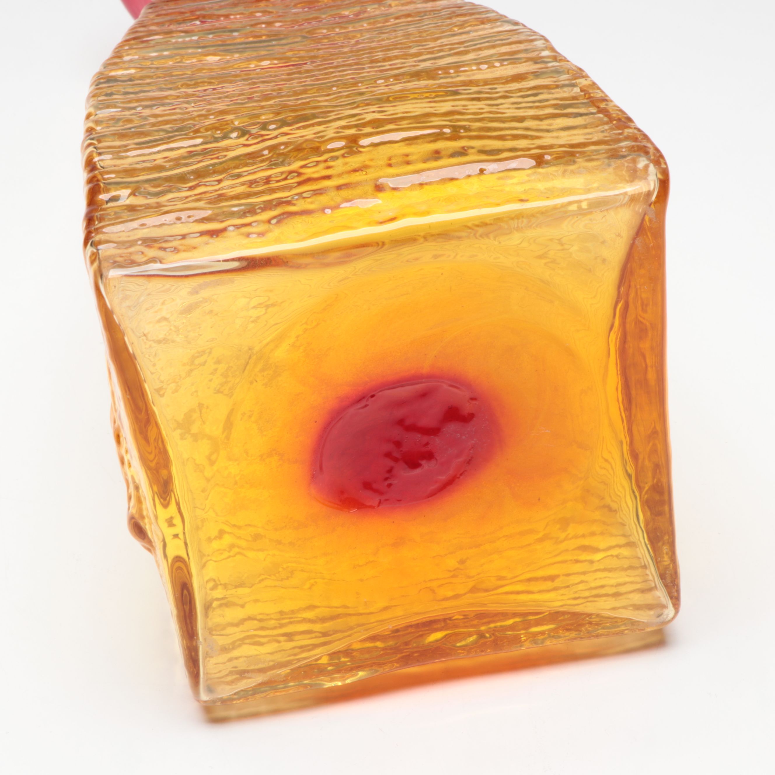 Blenko Handcrafted Tangerine Strata Vases, 2003