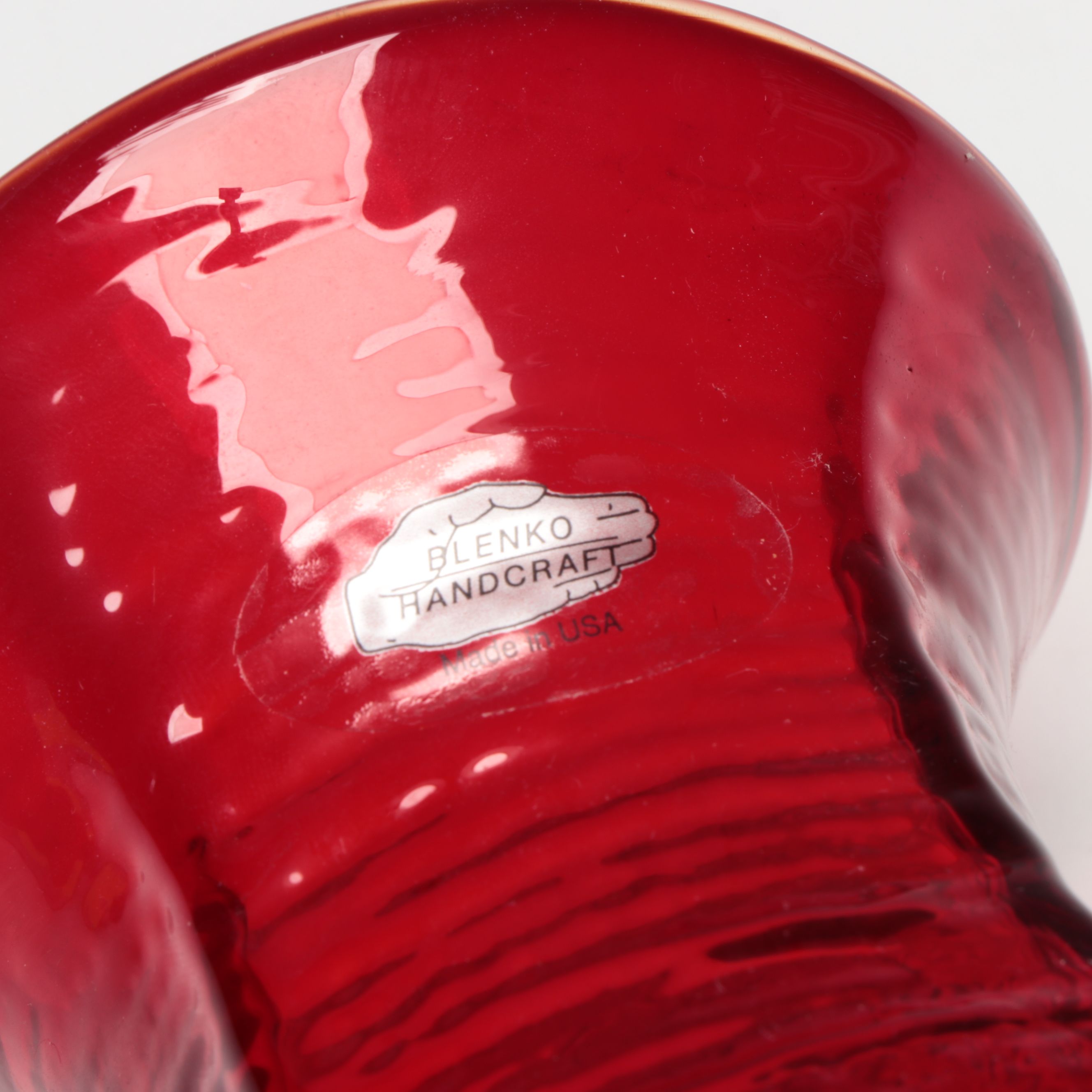 Blenko Handcrafted Tangerine Strata Vases, 2003