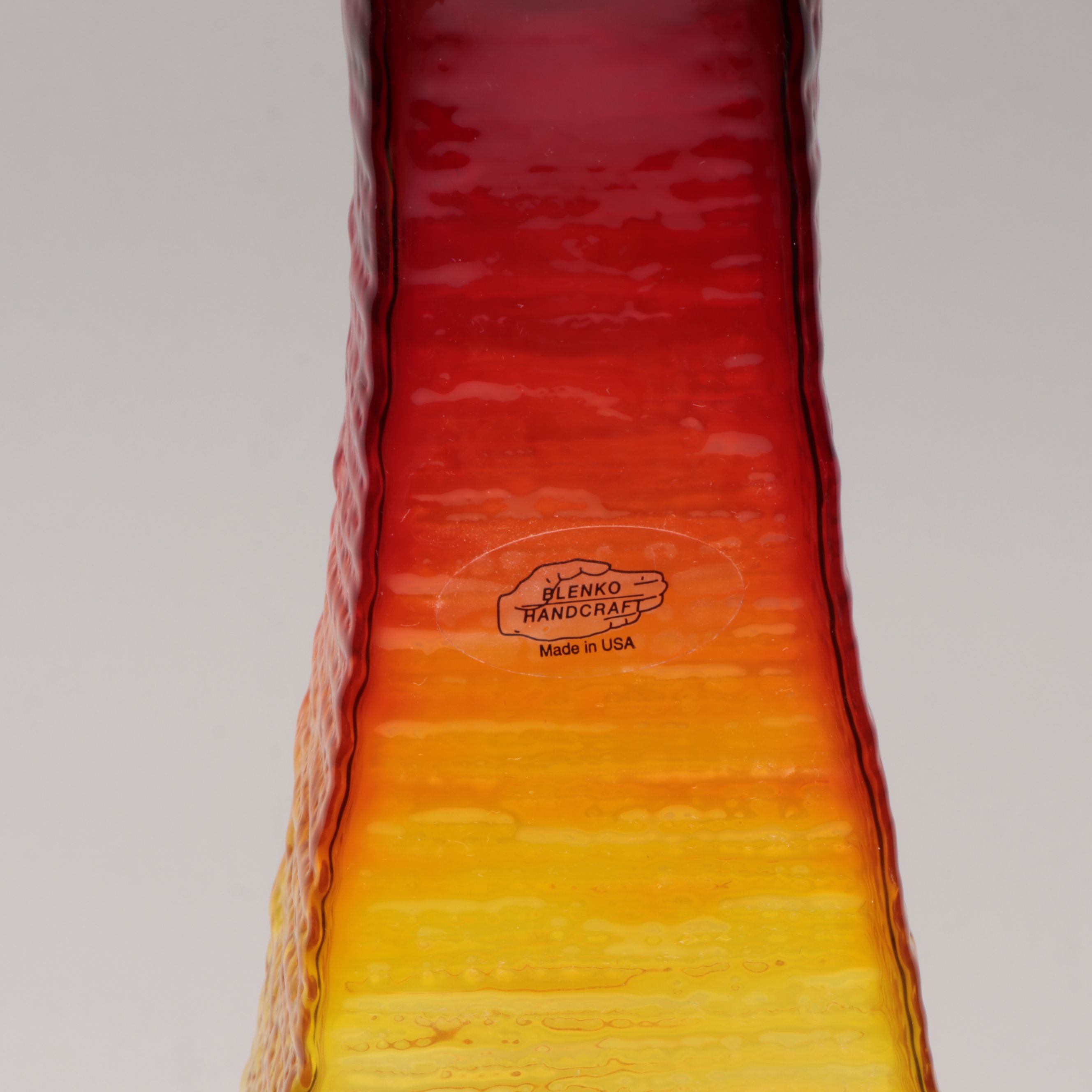 Blenko Handcrafted Tangerine Strata Vases, 2003