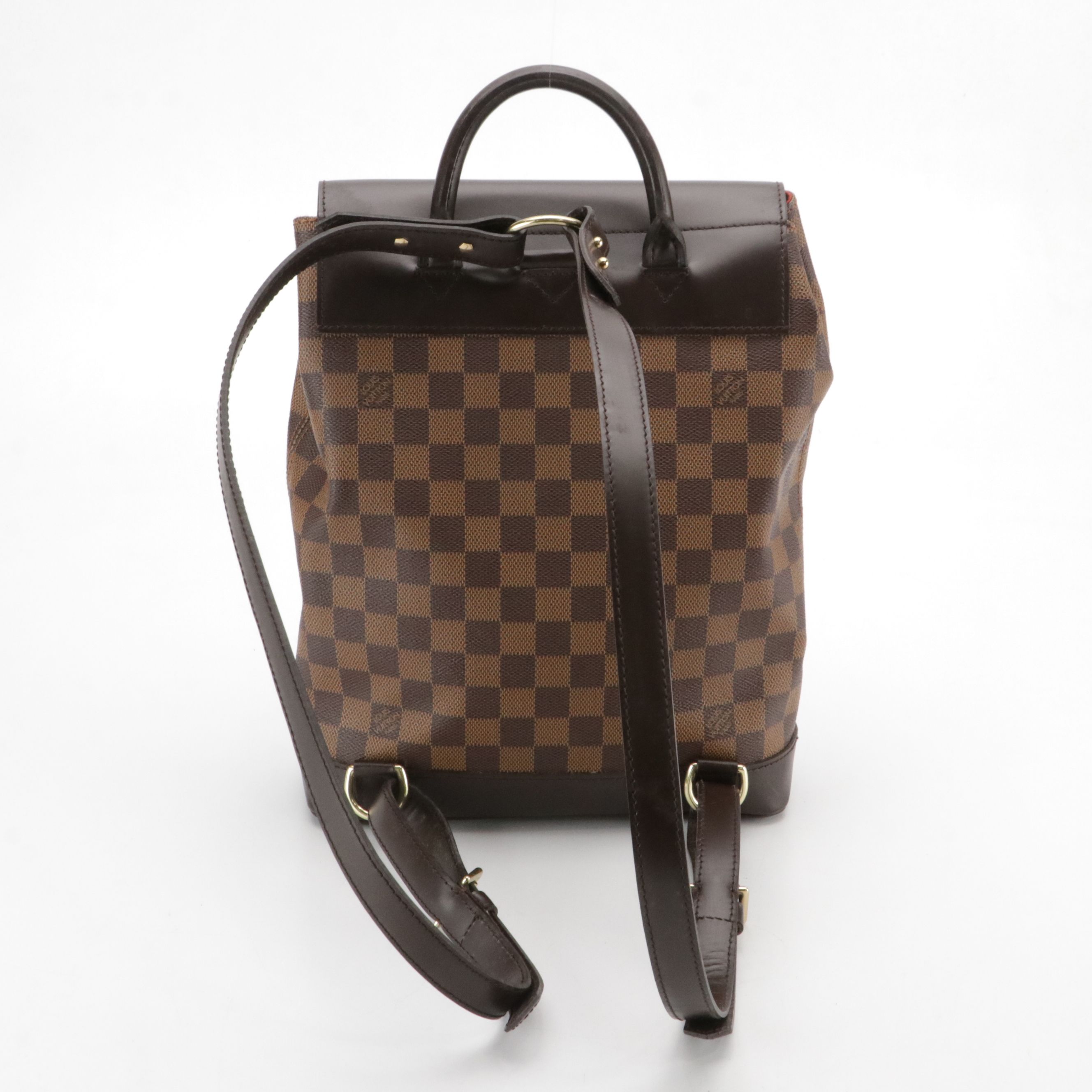Louis Vuitton Soho Backpack Bag in Damier Ebene Canvas and Leather Trim