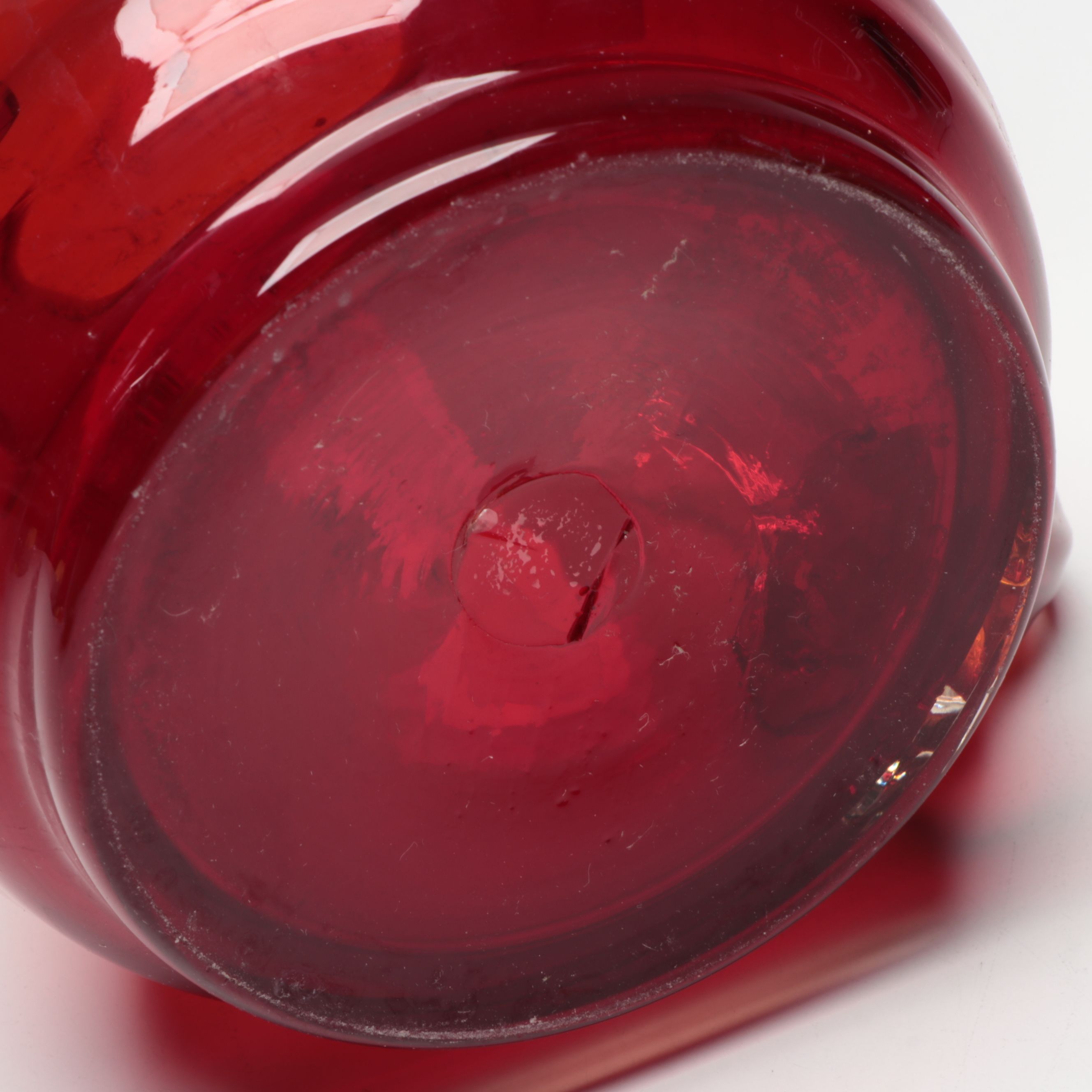 Blenko Amber Glass Paper Bag Vase with Pitcher and Decorative Bowl