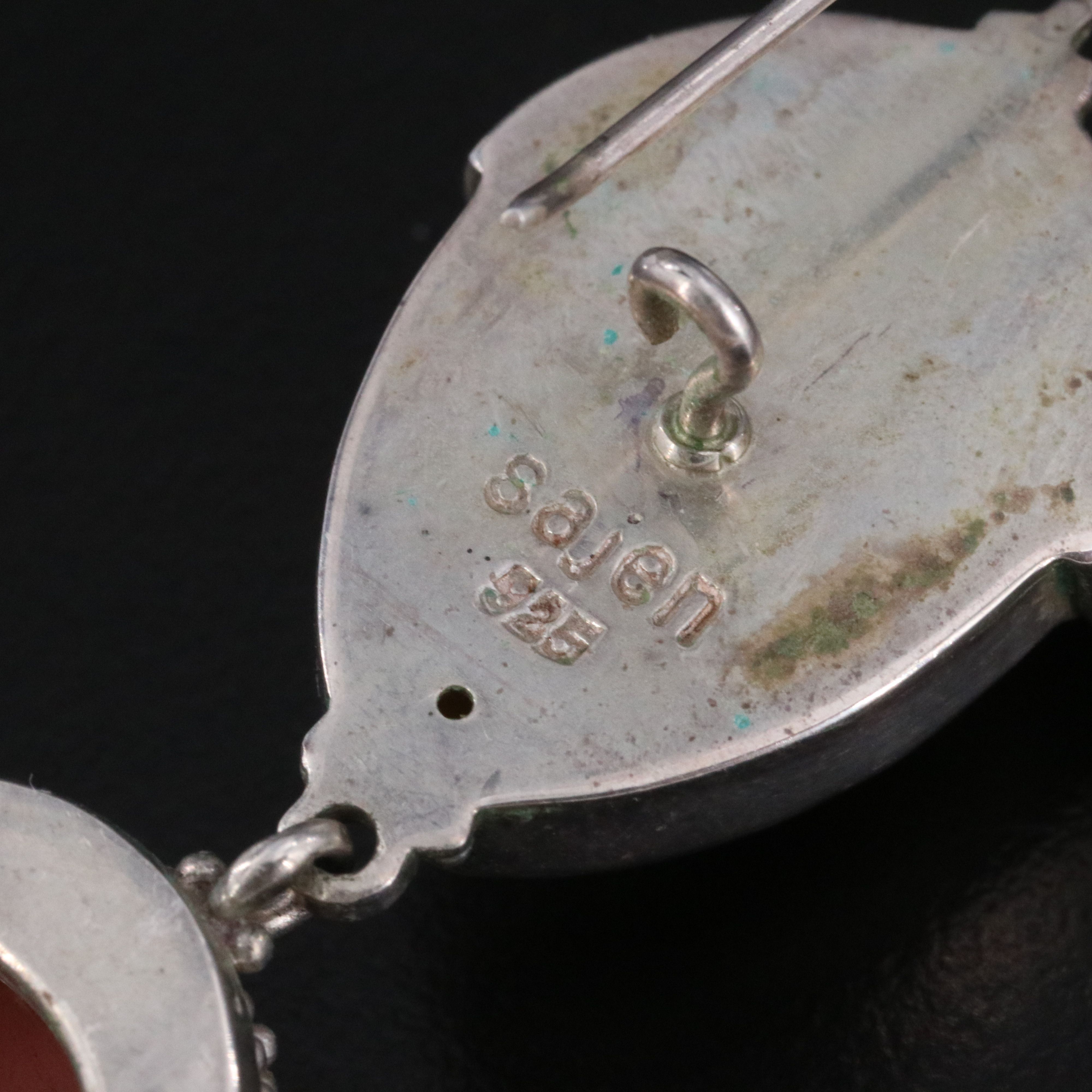 Sajen Sterling Drop Earrings Including Bone, Jasper and Tiger's Eye