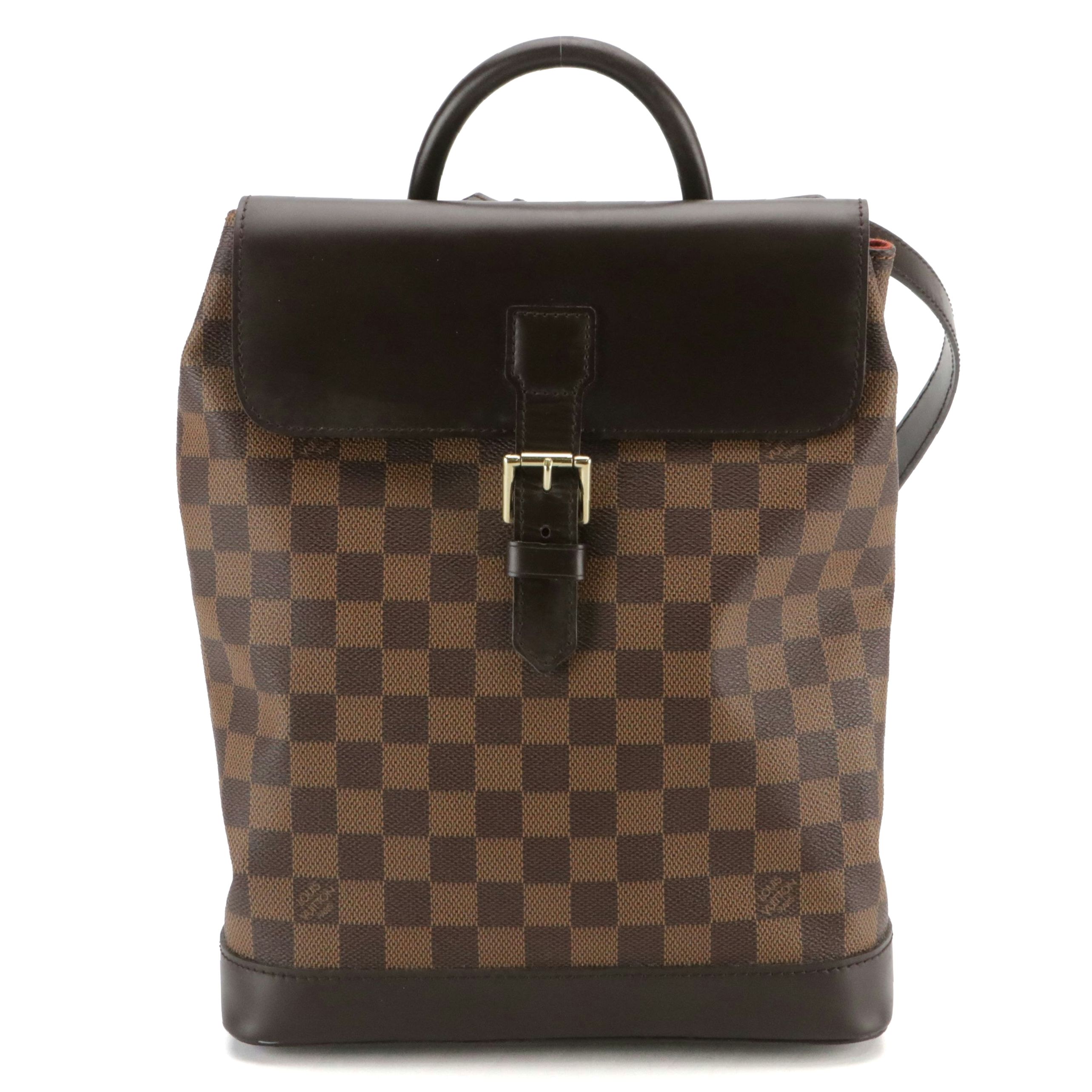Louis Vuitton Soho Backpack Bag in Damier Ebene Canvas and Leather Trim