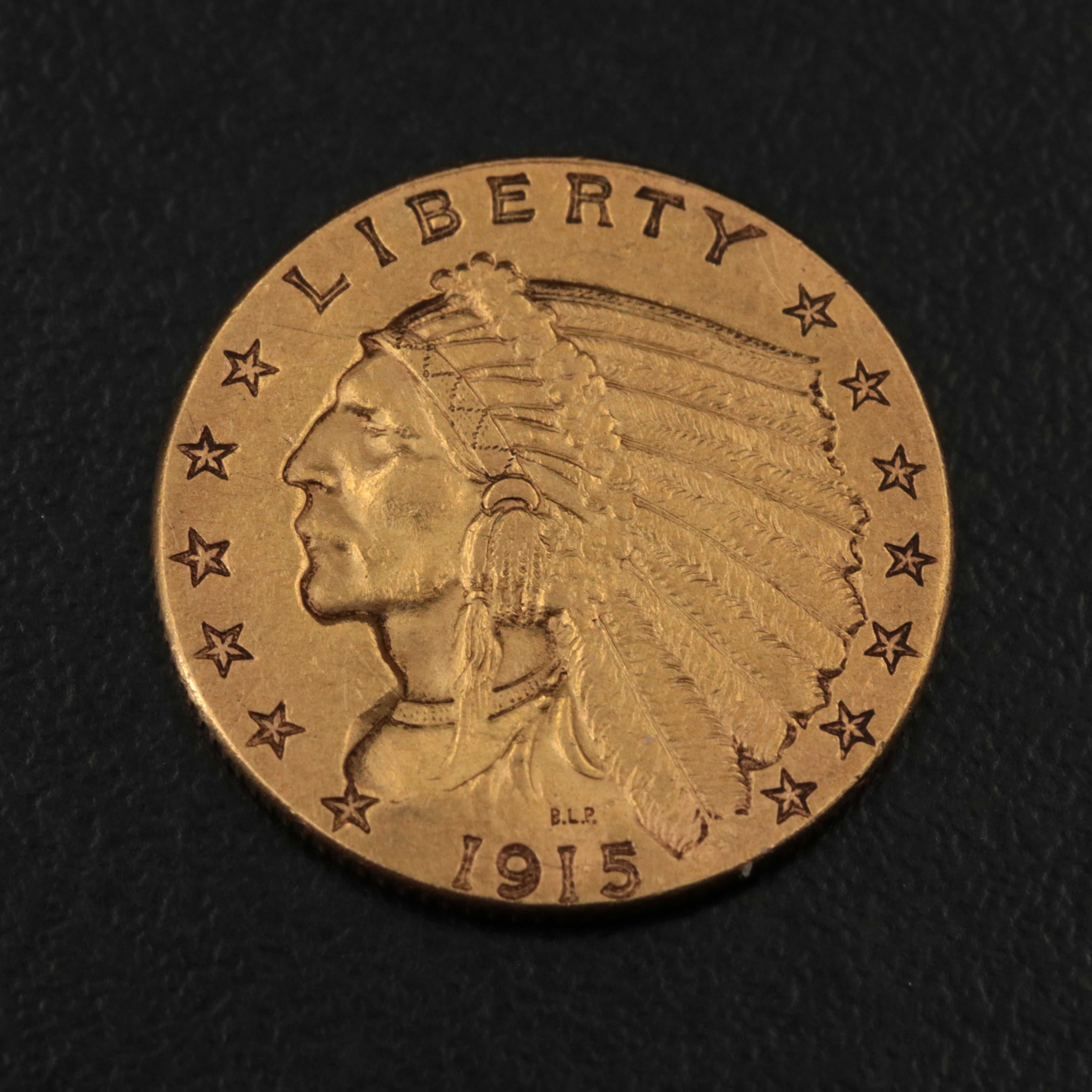 1915 Indian Head $2 1/2 Gold Coin
