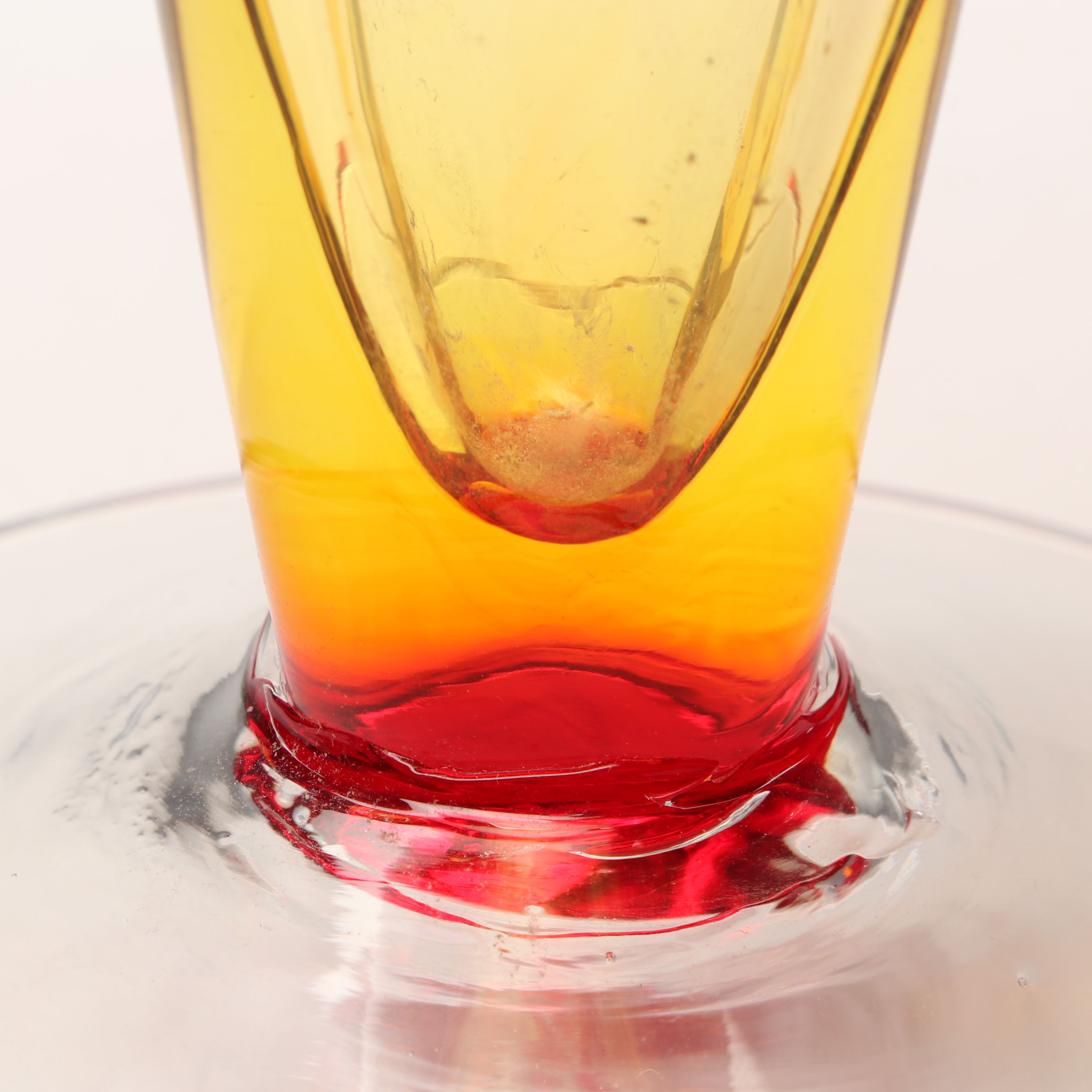 Blenko Handcrafted Tangerine Glass Fan Vases, 2002